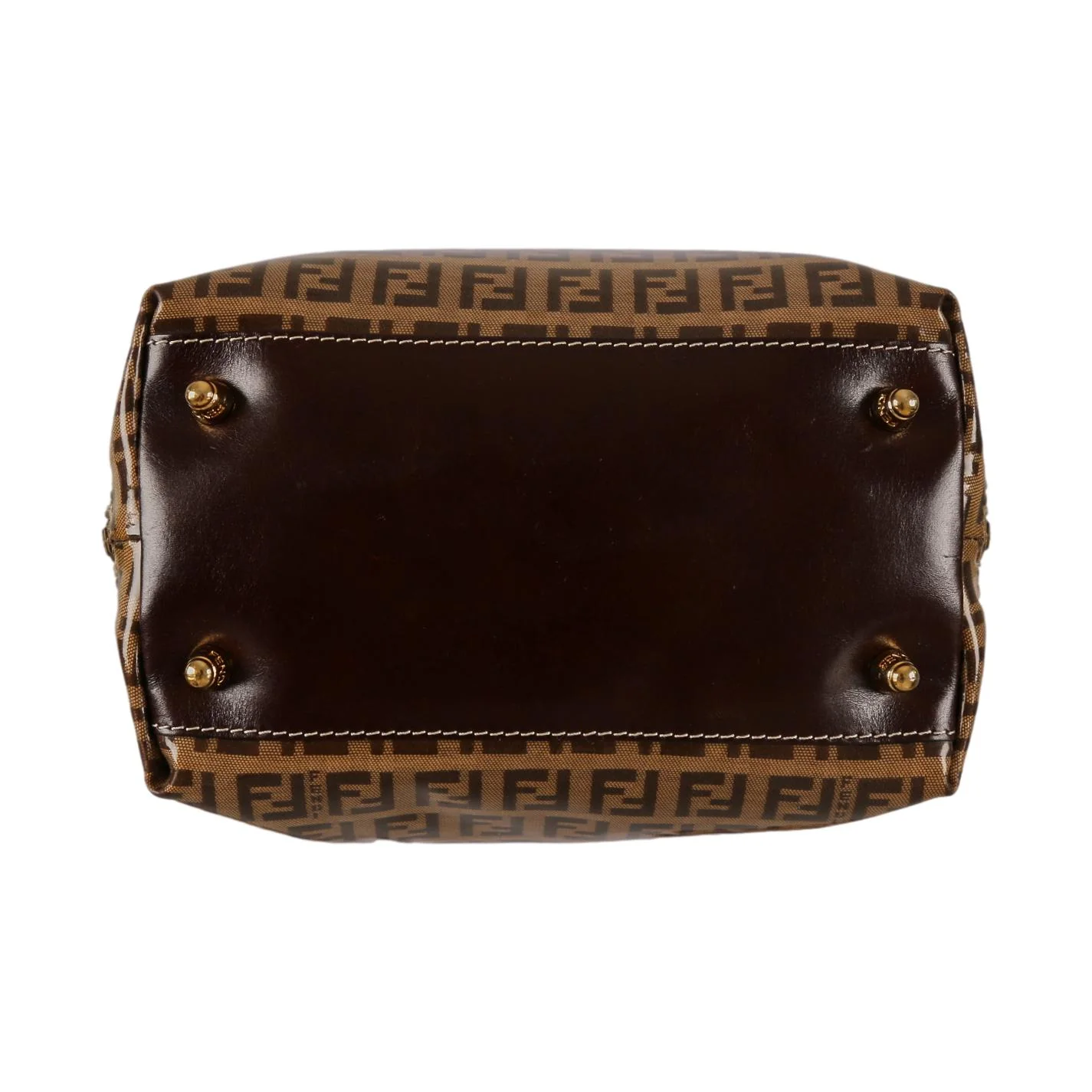 Fendi Brown Logo Top Handle Bag - Image 3
