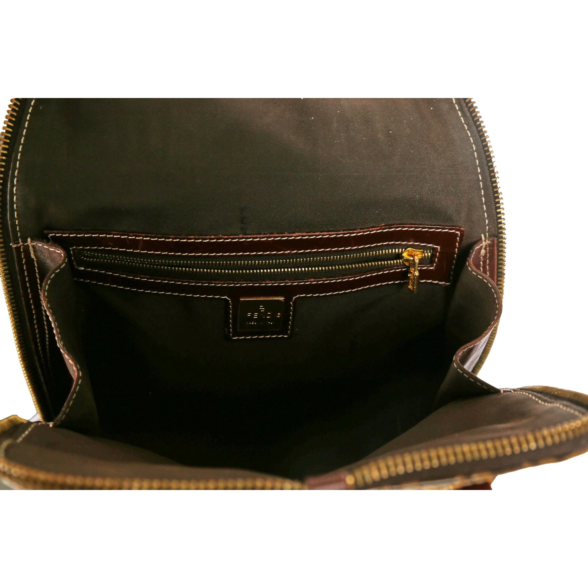 Fendi Brown Logo Top Handle Bag - Image 4