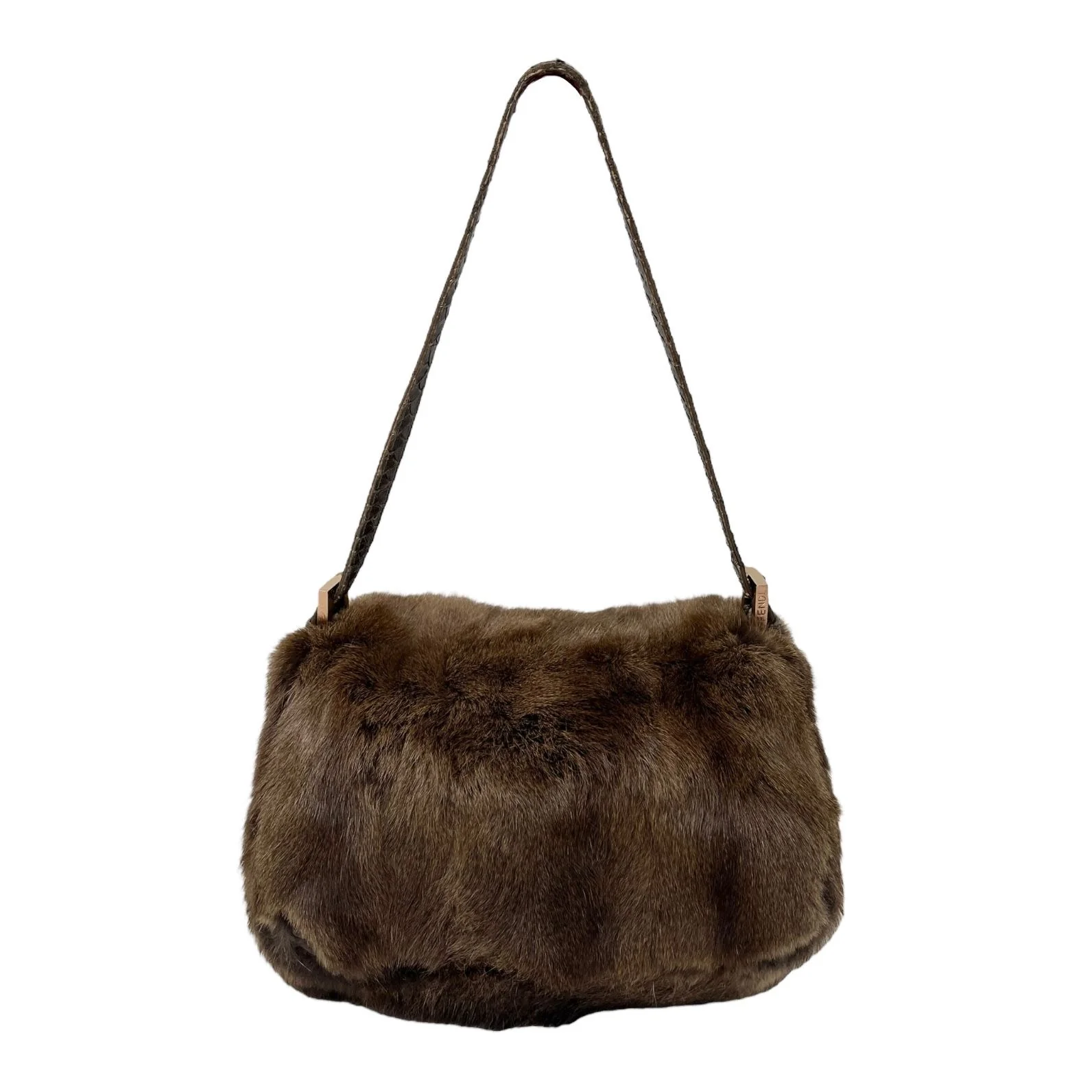 Fendi Brown Mini Fur Baguette - Image 2