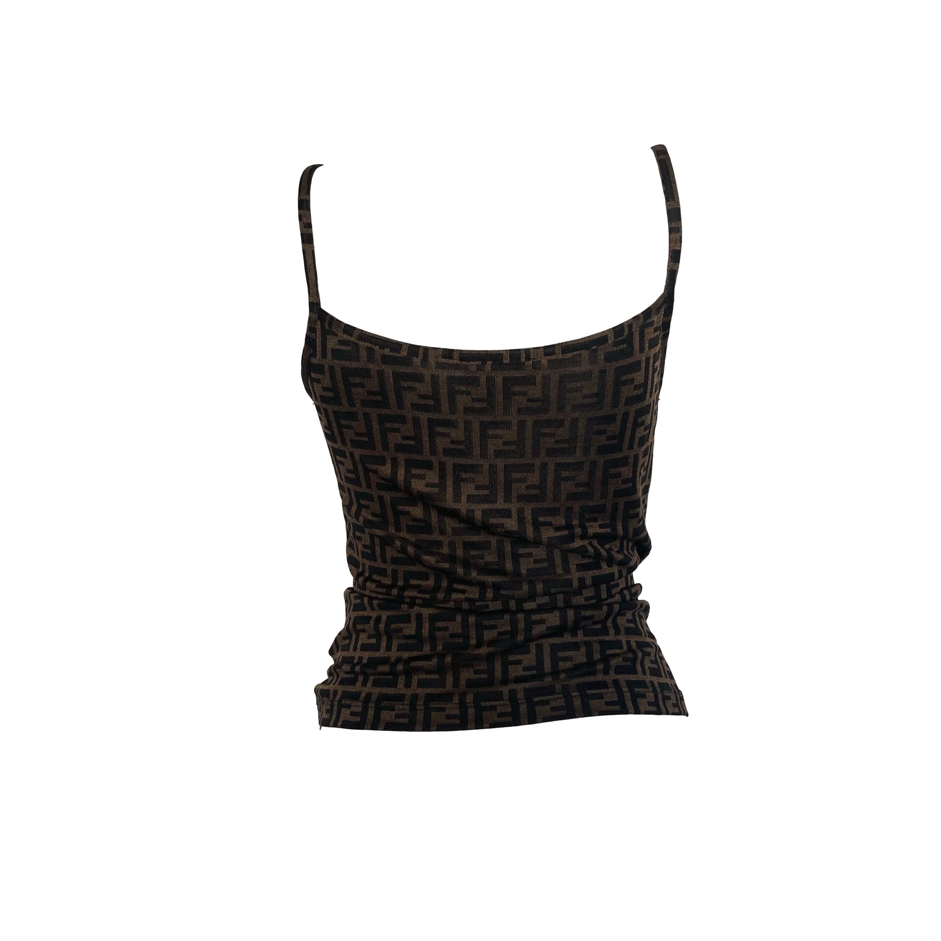 Fendi Brown Monogram Slinky Tank - Image 2