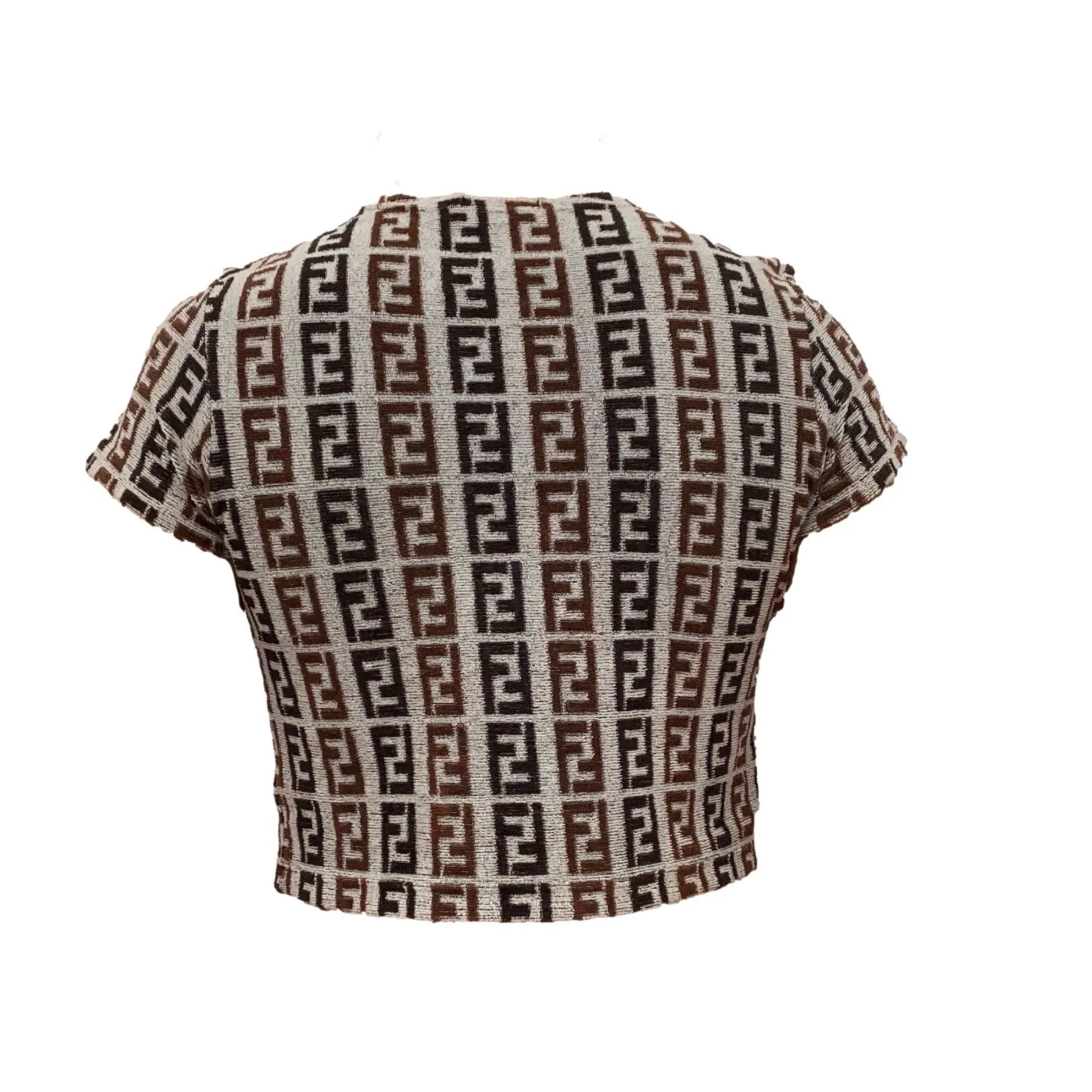 Fendi Brown Monogram Velour Crop Top - Image 2