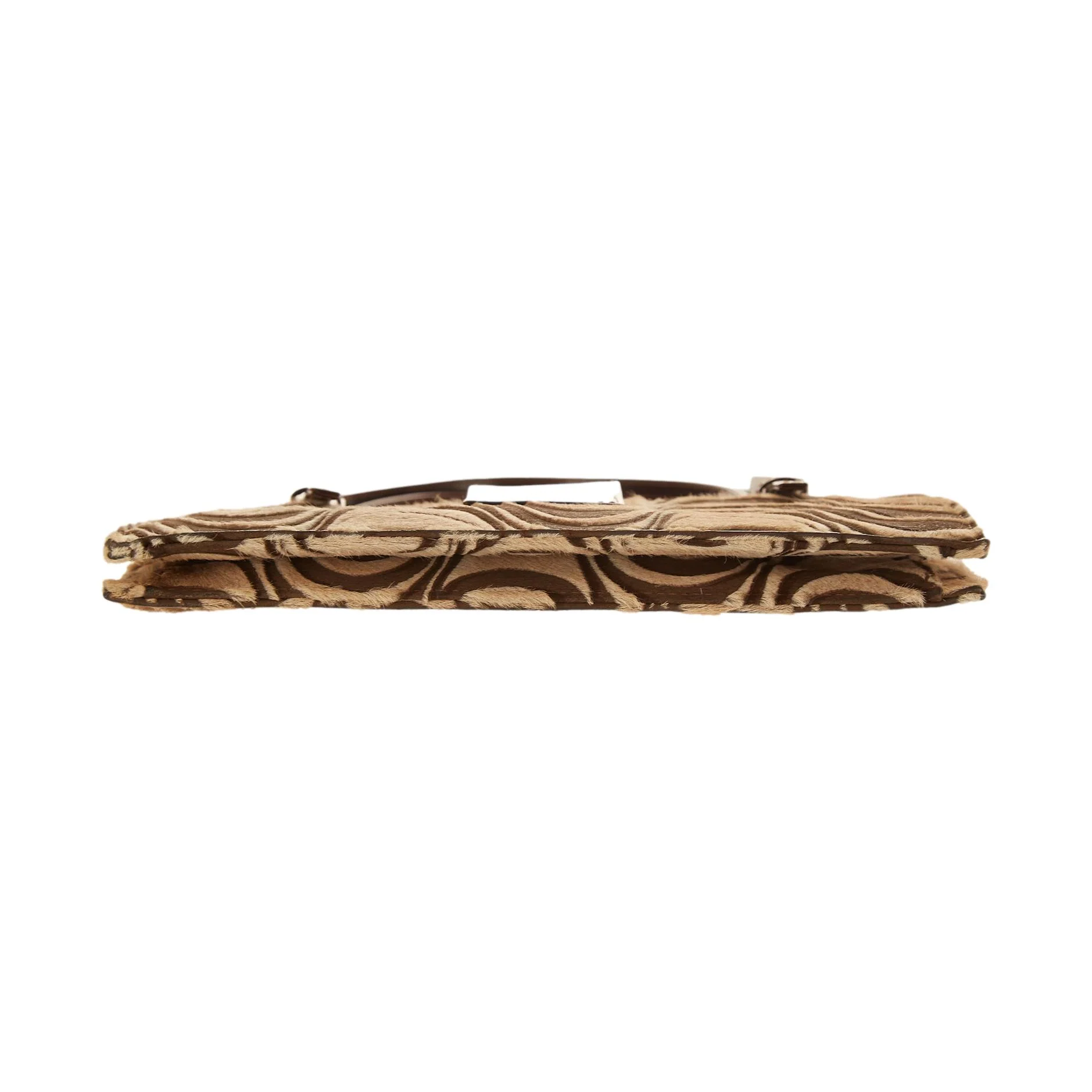 Fendi Brown Print Calf Hair Mini Shoulder Bag - Image 3