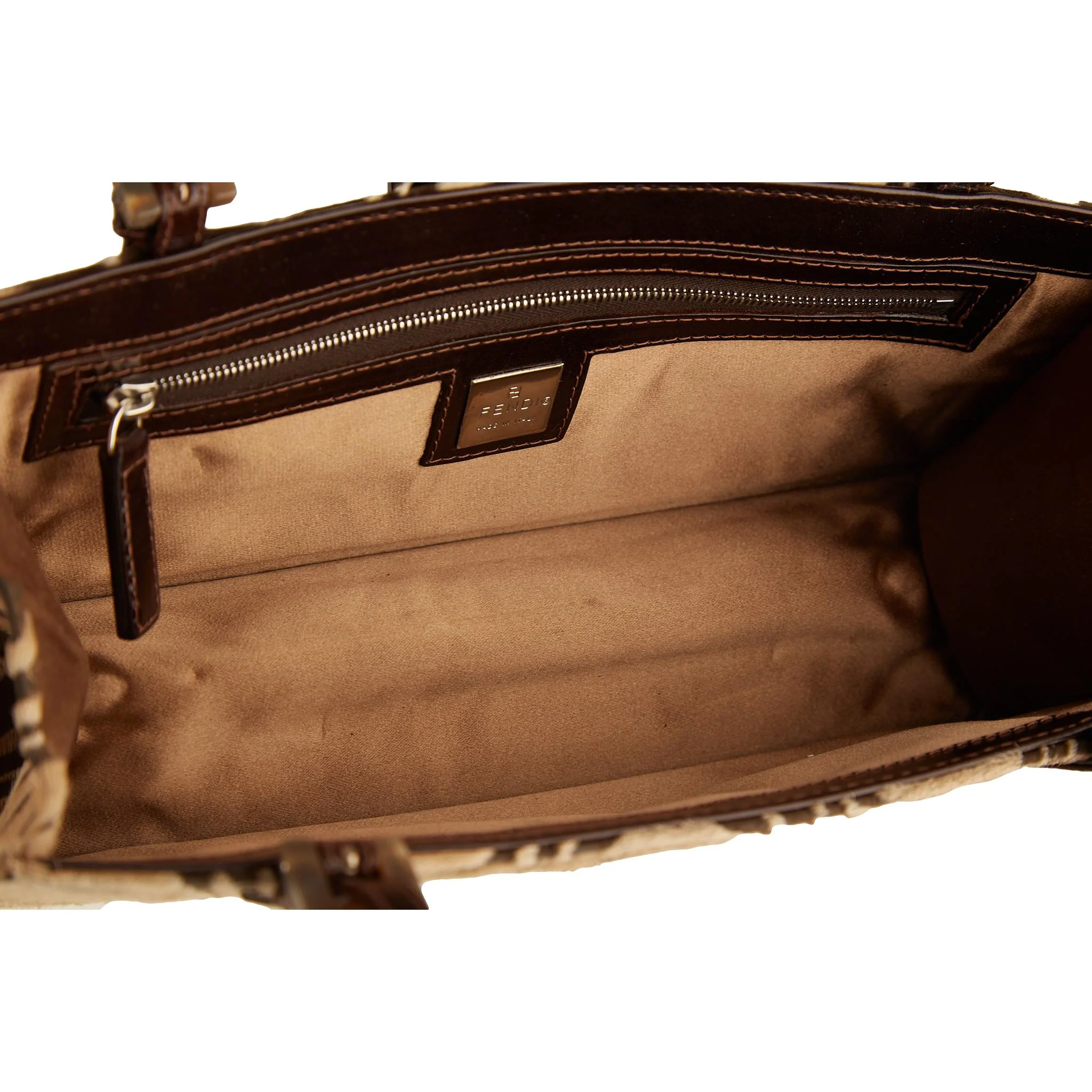 Fendi Brown Print Calf Hair Mini Shoulder Bag - Image 4