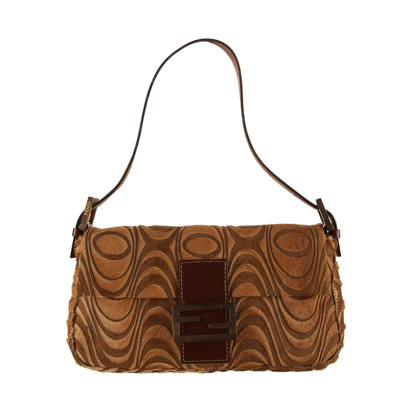 Fendi Brown Print Fur Baguette