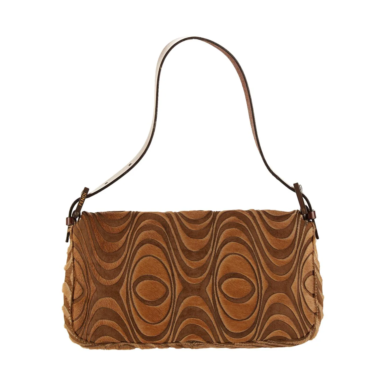 Fendi Brown Print Fur Baguette - Image 2