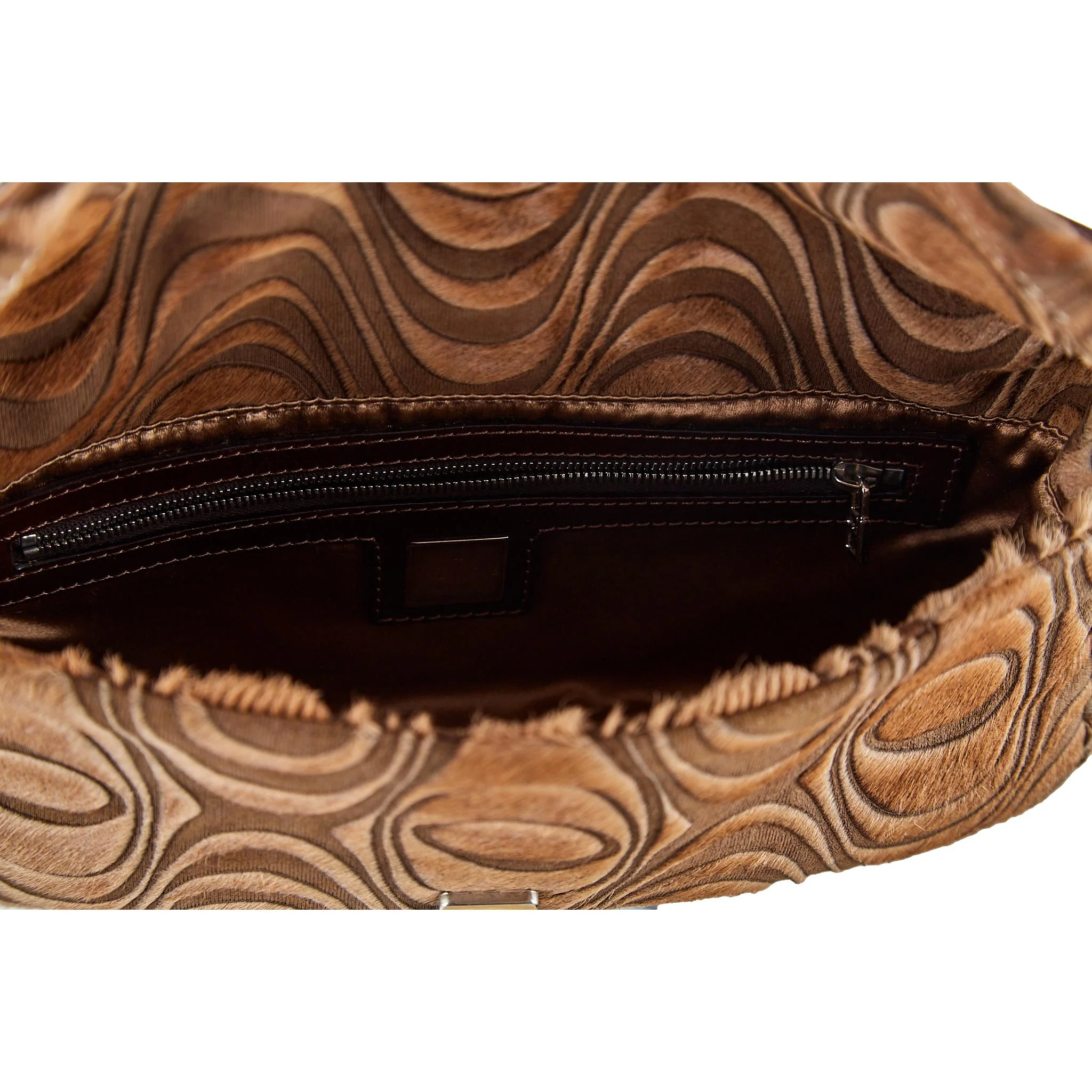 Fendi Brown Print Fur Baguette - Image 3