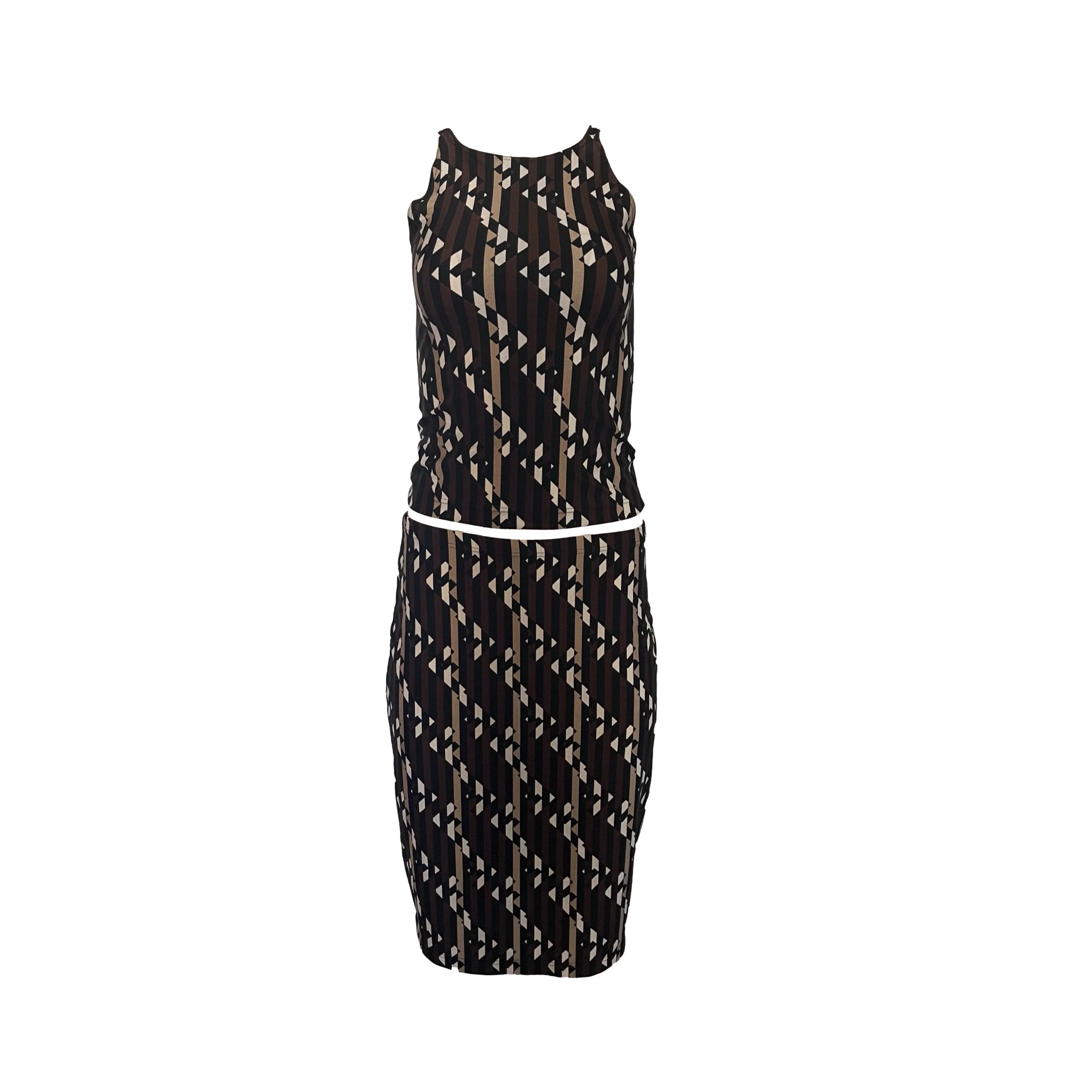 Fendi Brown Print Stretch Skirt Set