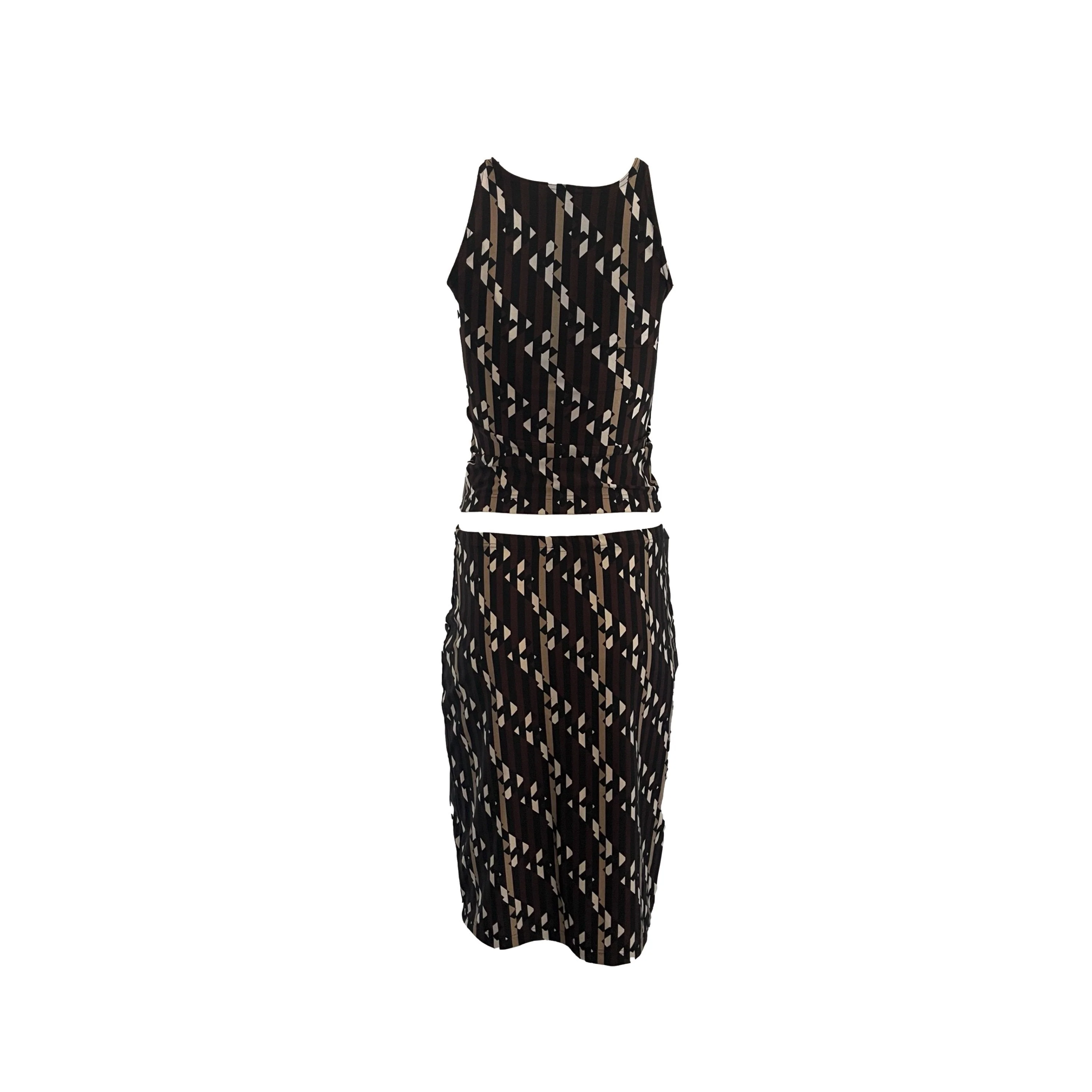 Fendi Brown Print Stretch Skirt Set - Image 2