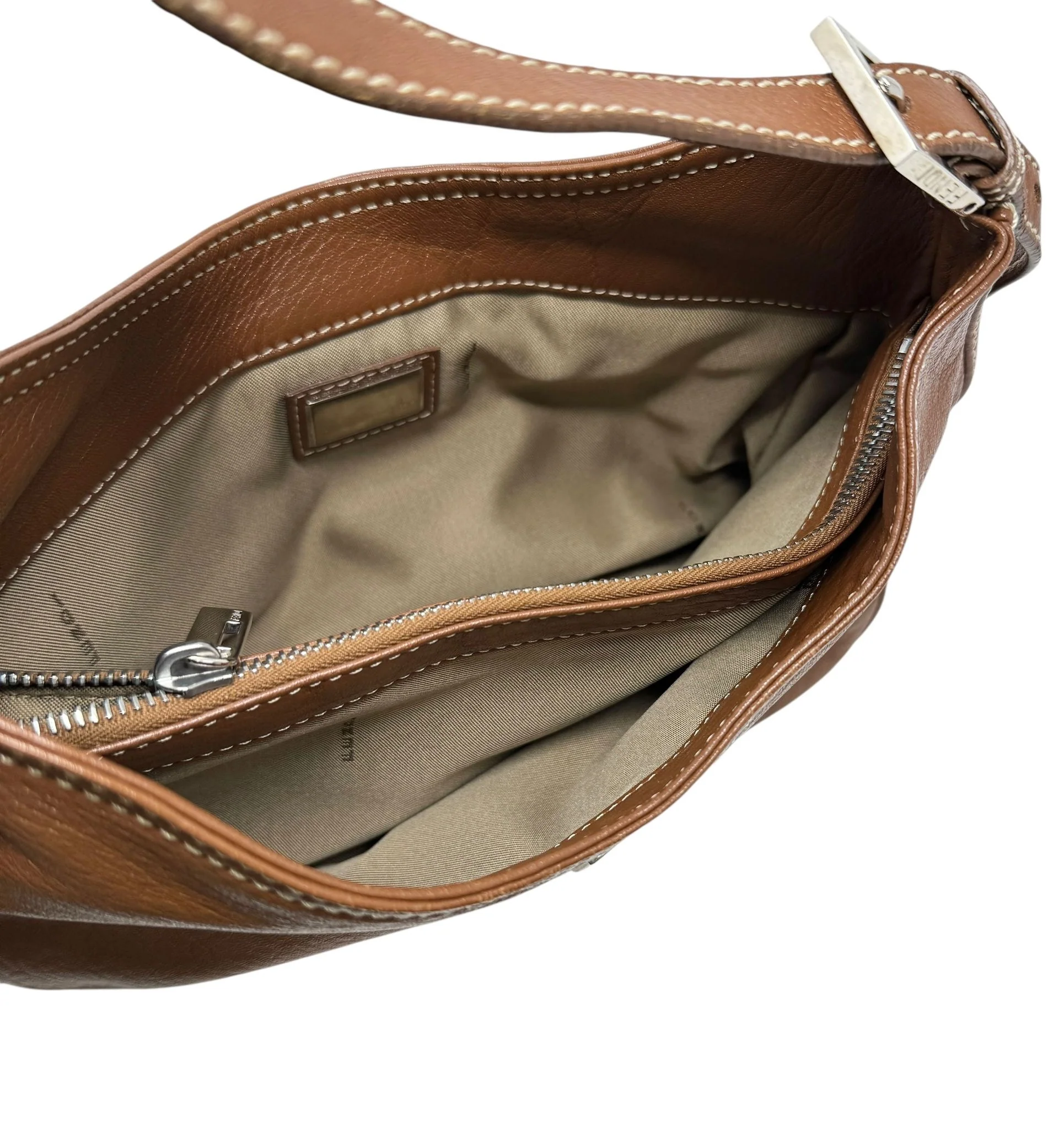 Fendi Brown Saddle-stitch Shoulder Bag - Image 3