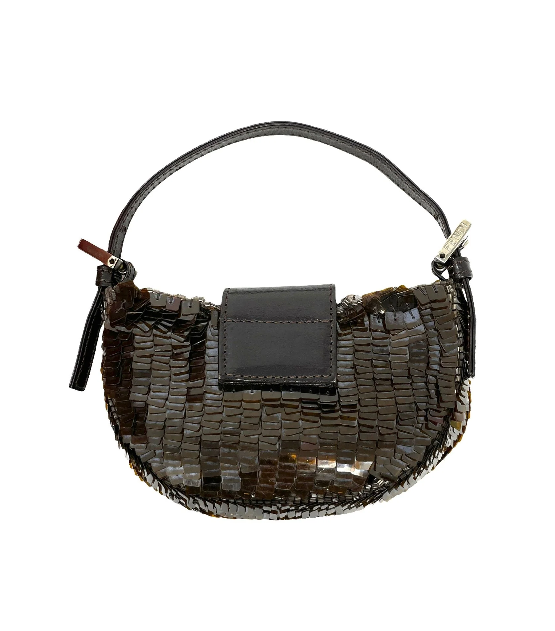 Fendi Brown Sequin Croissant Bag - Image 2