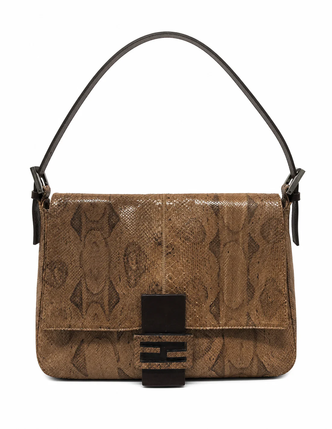 Fendi Brown Snakeskin Mamma Baguette Bag