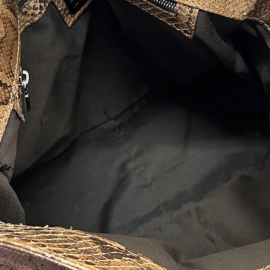 Fendi Brown Snakeskin Mamma Baguette Bag - Image 3