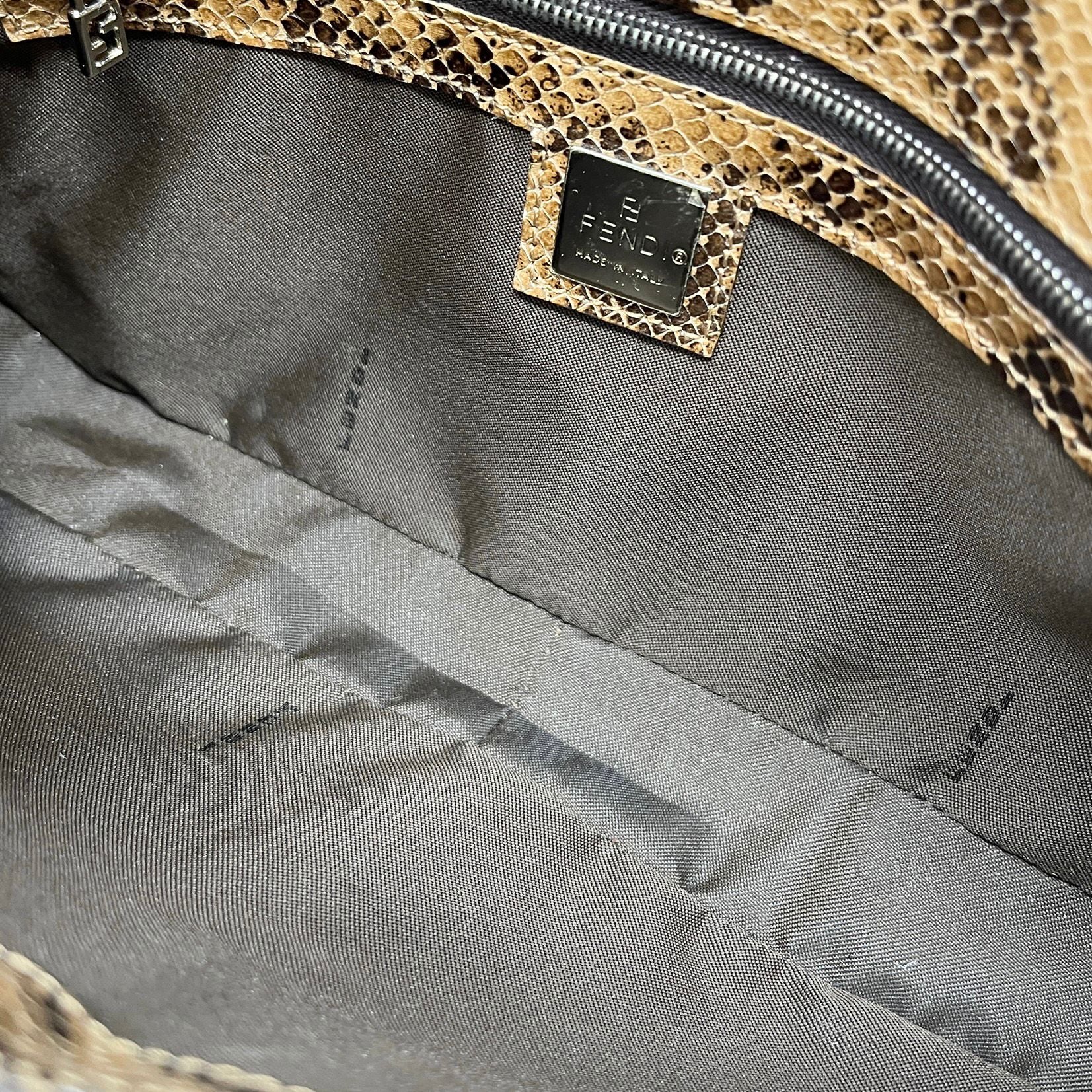 Fendi Brown Snakeskin Print Baguette - Image 3