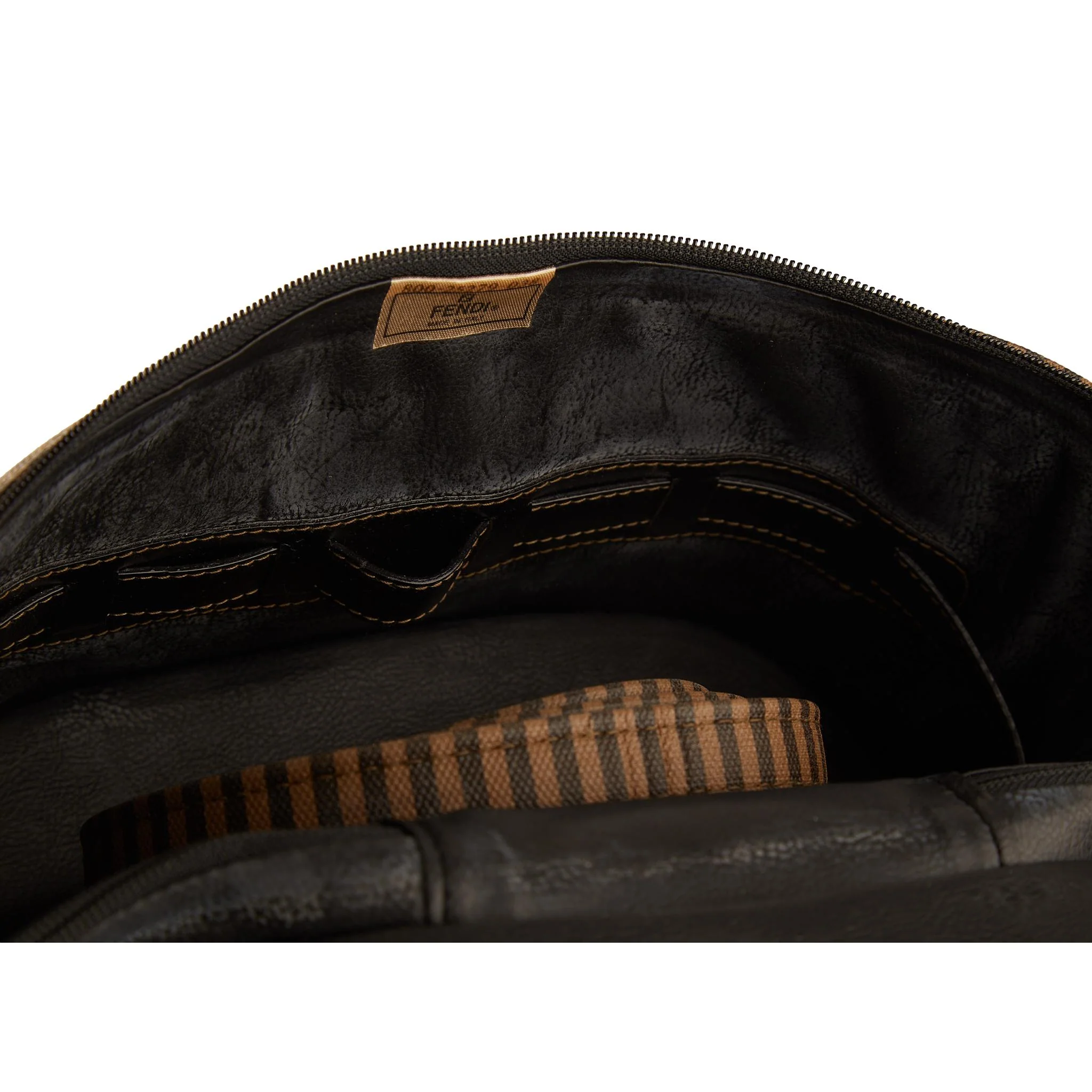 Fendi Brown Striped 2-Way Vanity Bag - Image 4