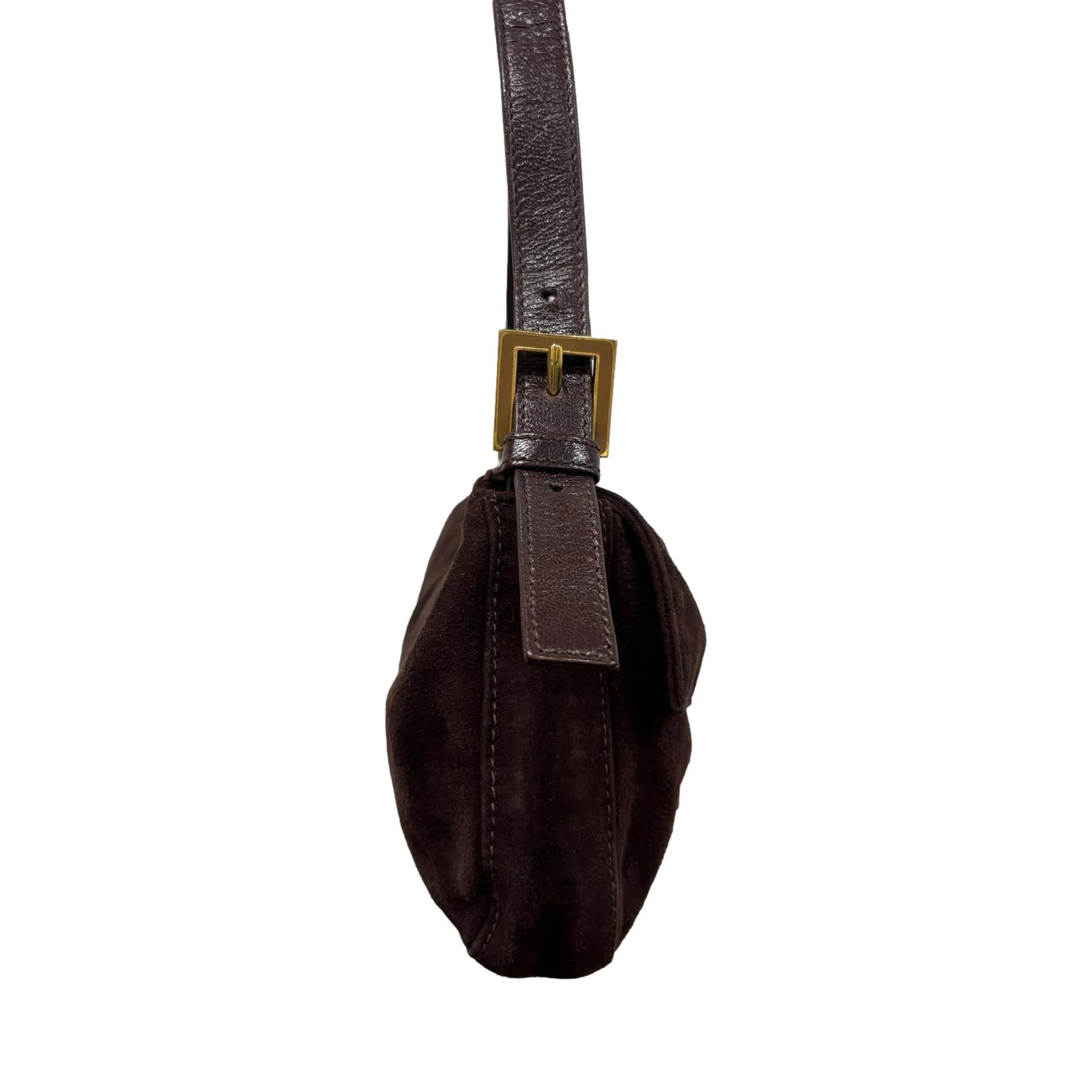 Fendi Brown Suede Baguette Bag - Image 3