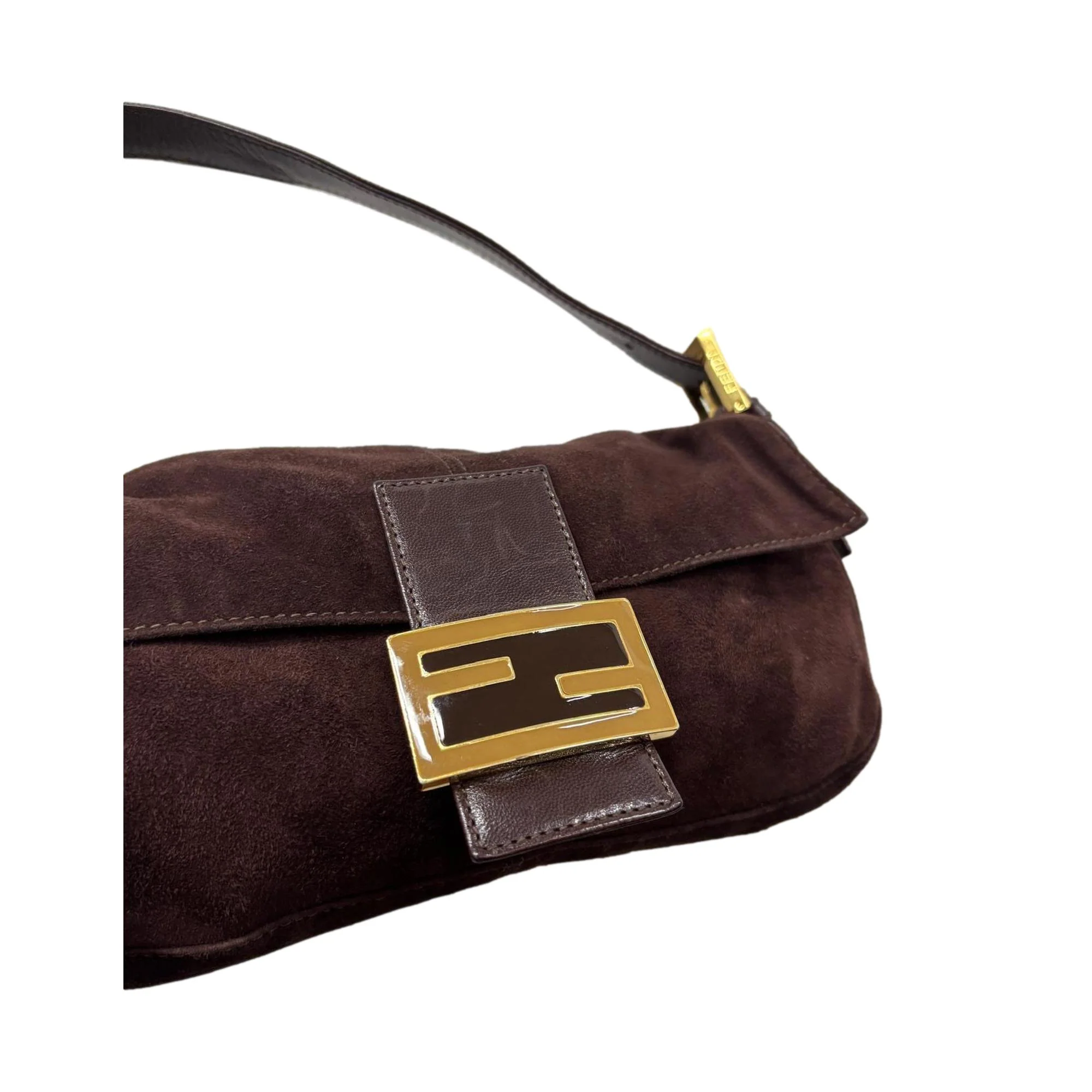 Fendi Brown Suede Baguette Bag - Image 4