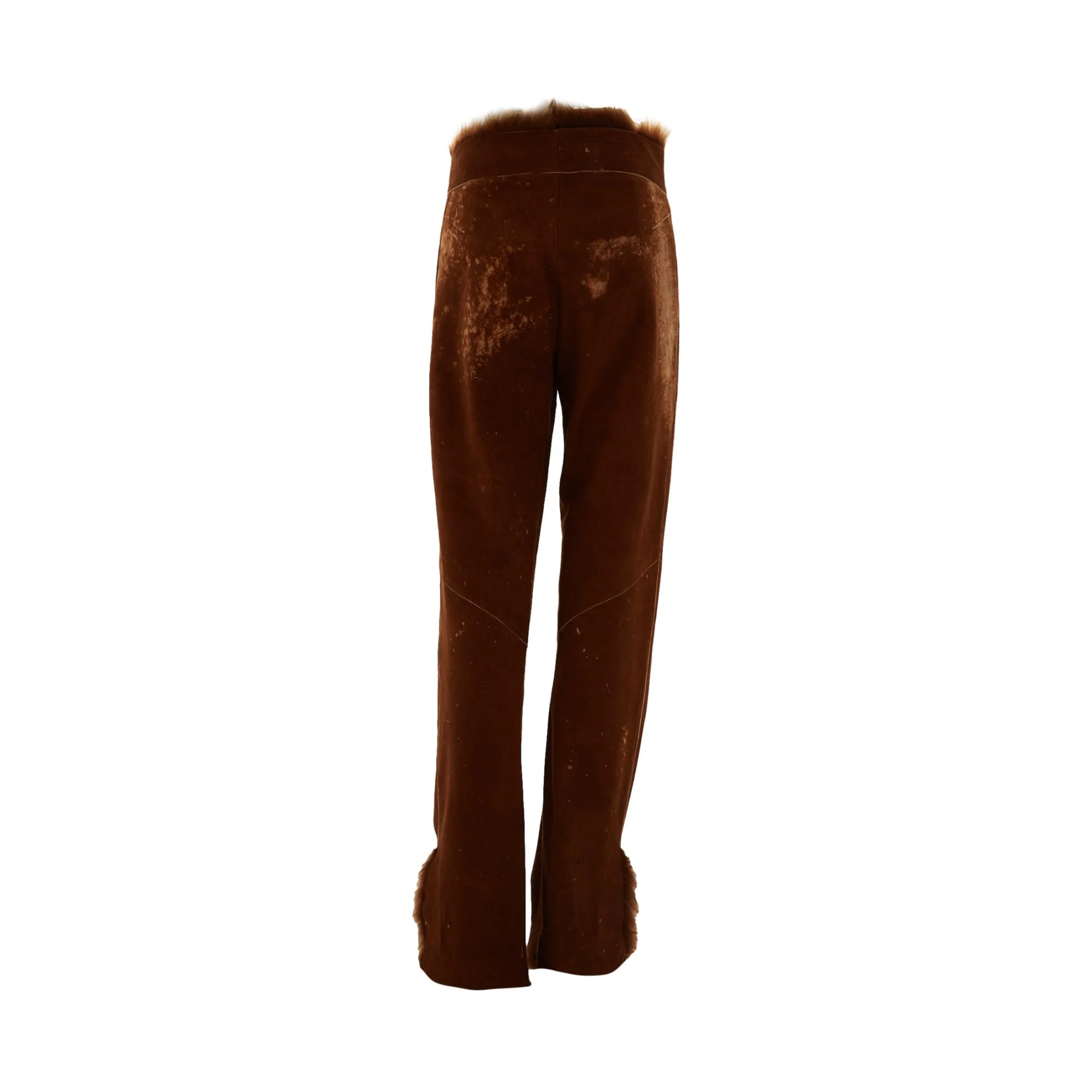 Fendi Brown Suede + Fur Trim Pants - Image 3
