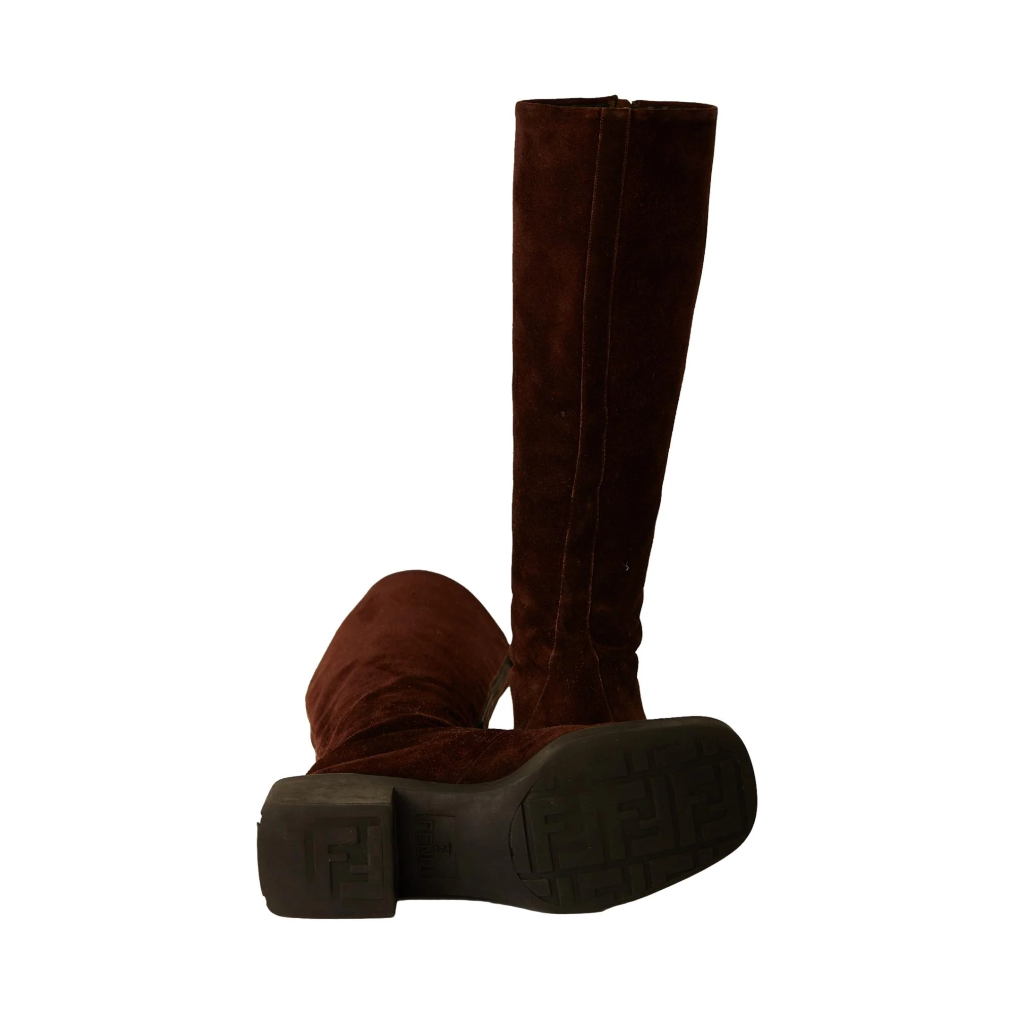 Fendi Brown Suede Zipper Boots - Image 5