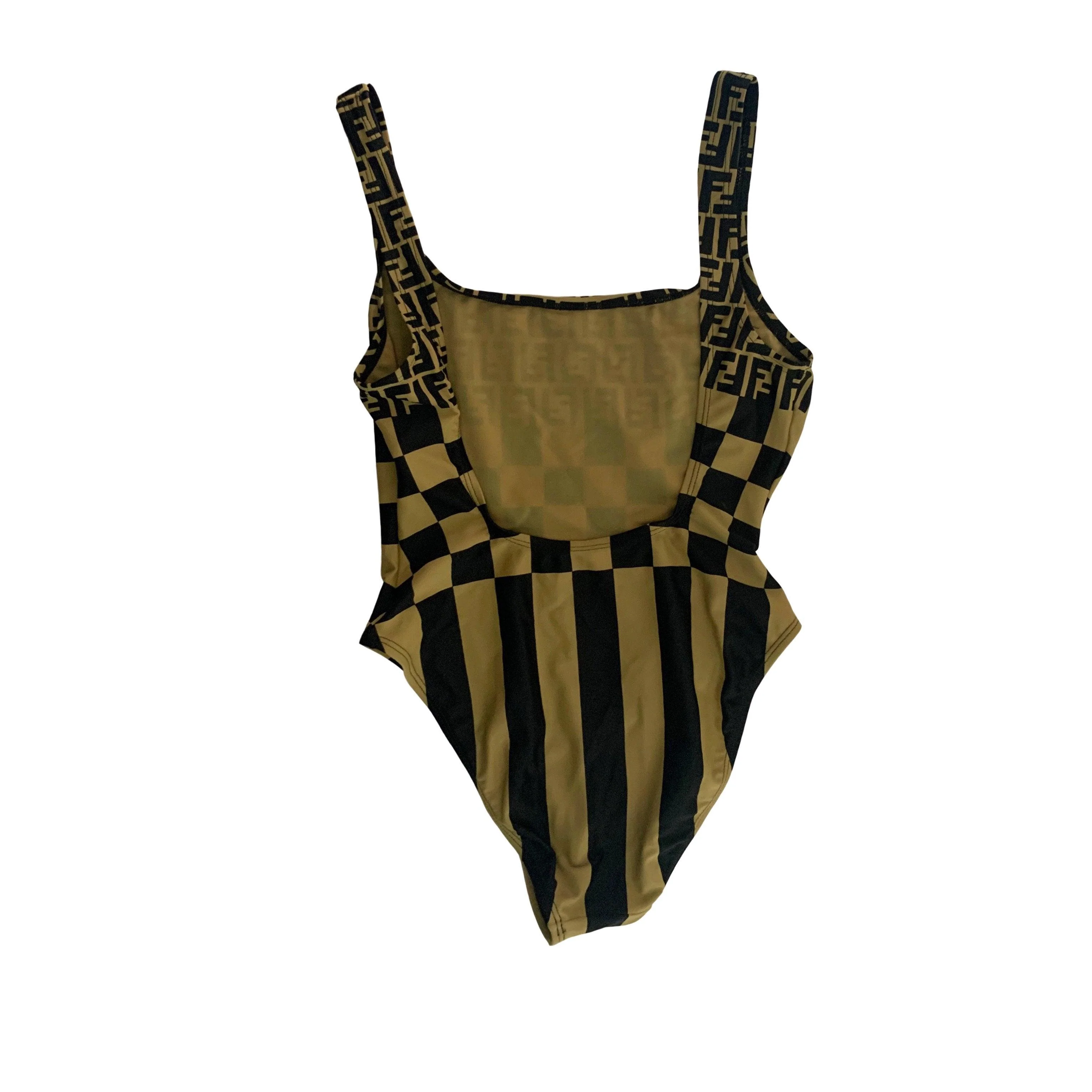 Fendi Brown Two Tone Logo One Piece - Image 2