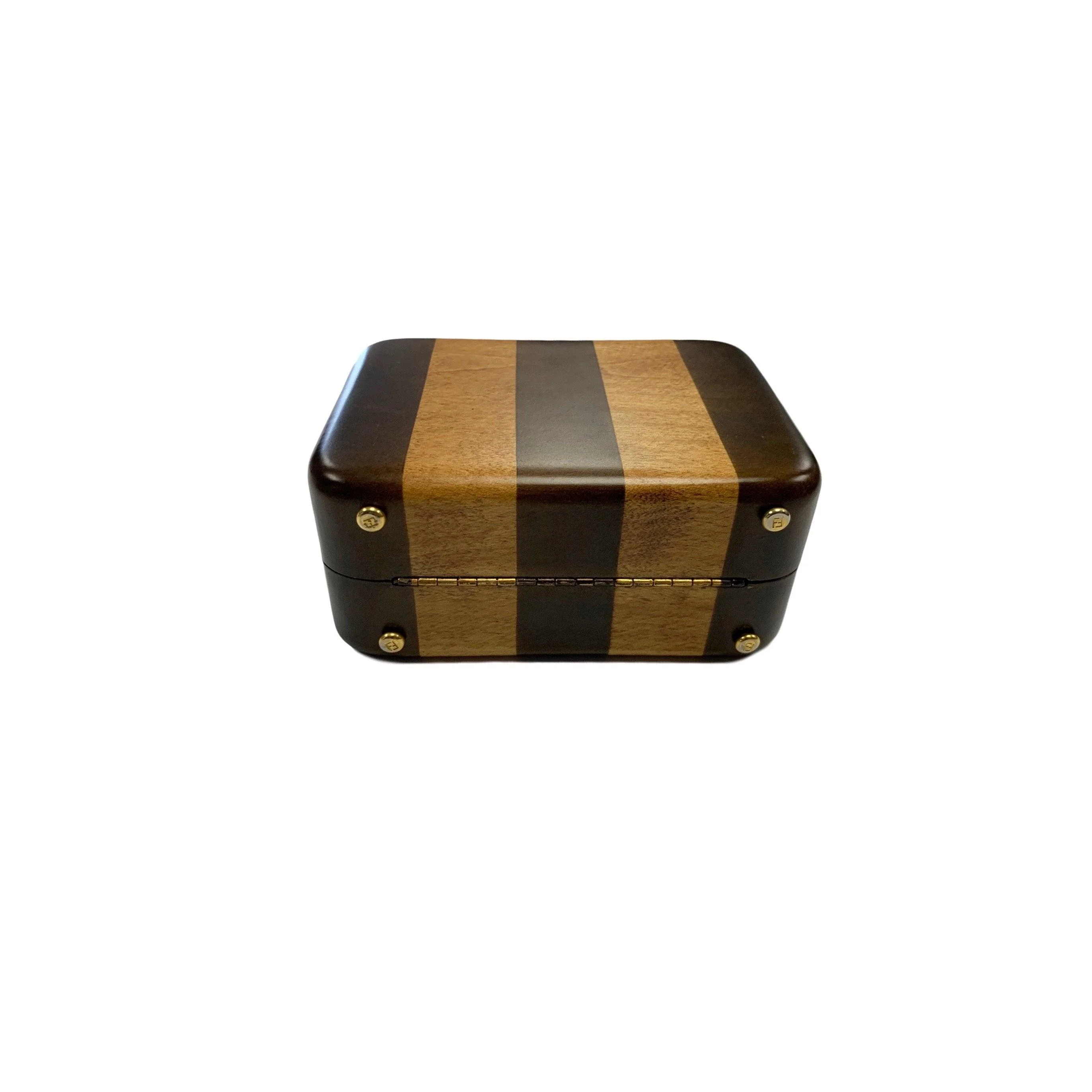 Fendi Brown Two-Tone Striped Mini Wood Top Handle - Image 3