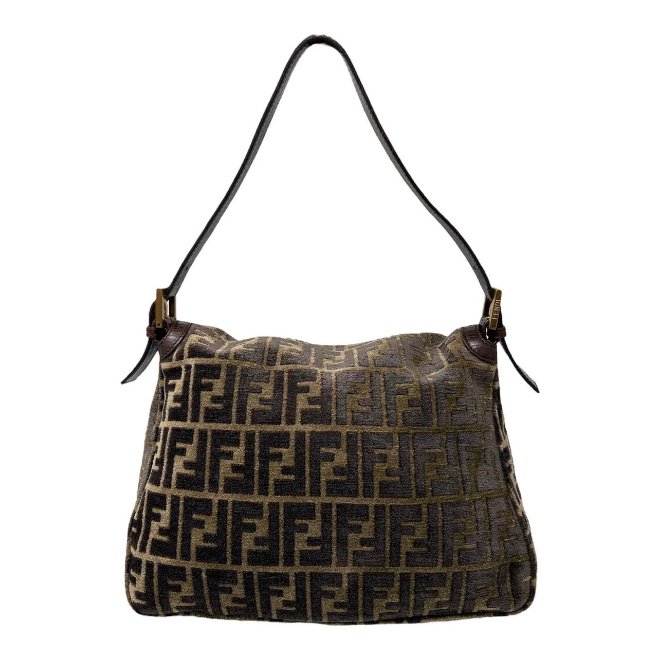 Fendi Brown Velour Logo Baguette - Image 2