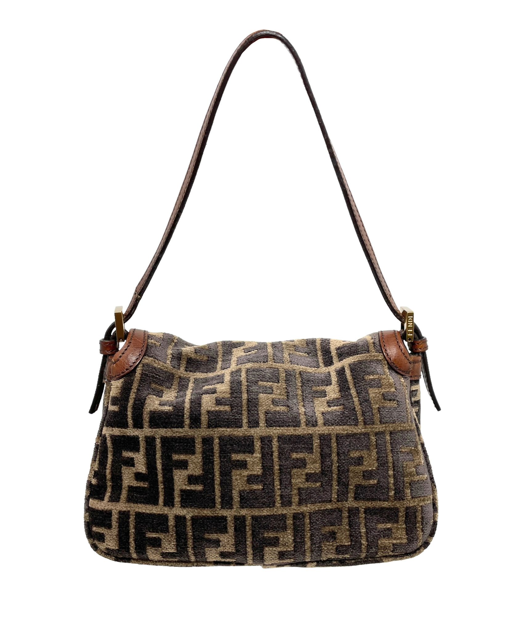 Fendi Brown Velour Logo Mini Baguette - Image 2