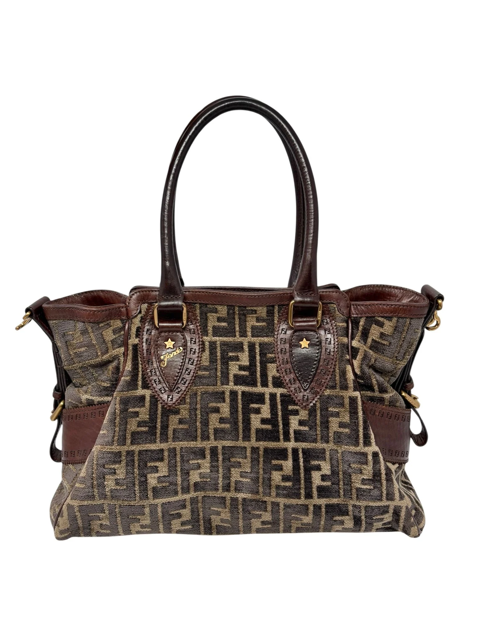 Fendi Brown Velour Shoulder Bag - Image 3