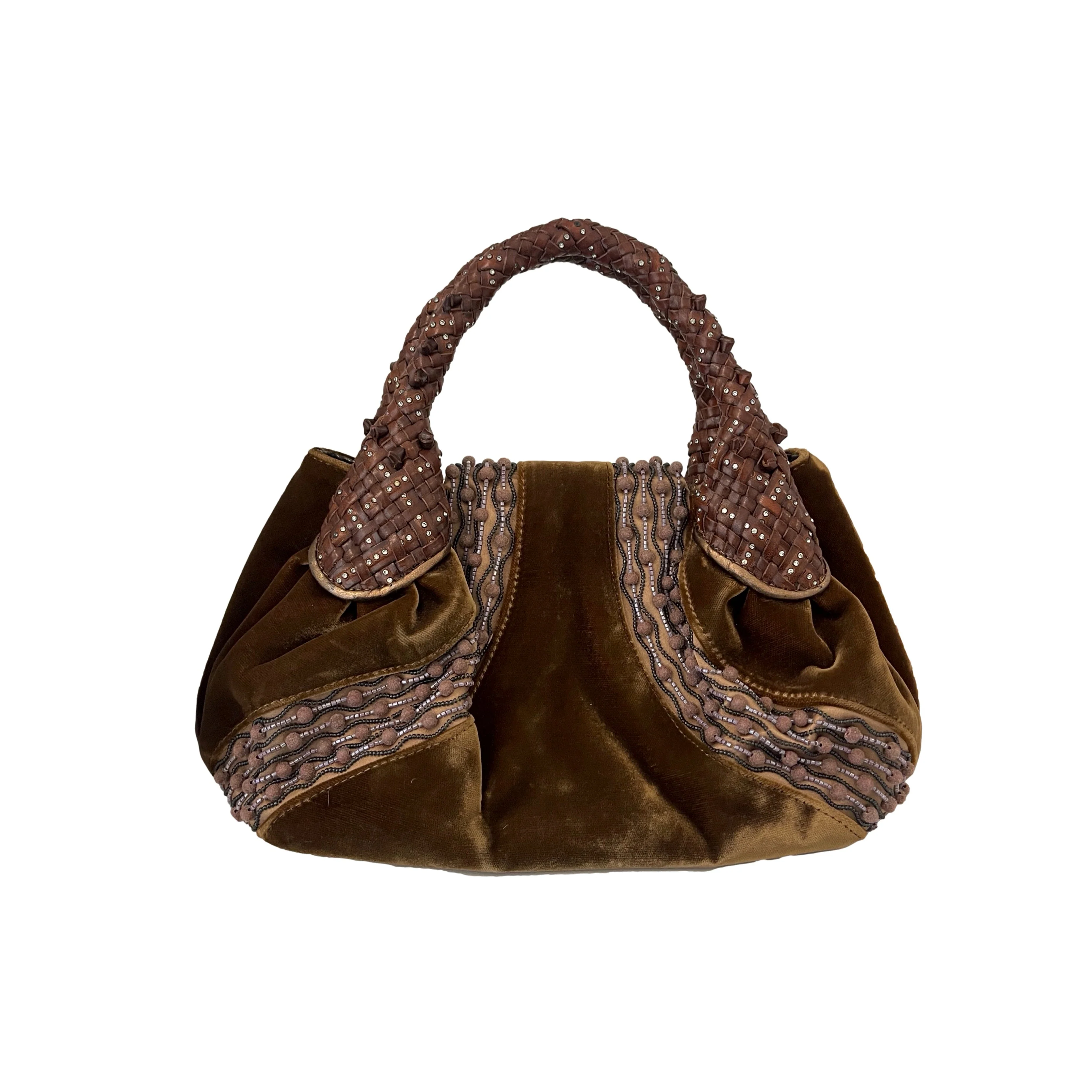 Fendi Brown Velvet Logo Spy Bag - Image 3