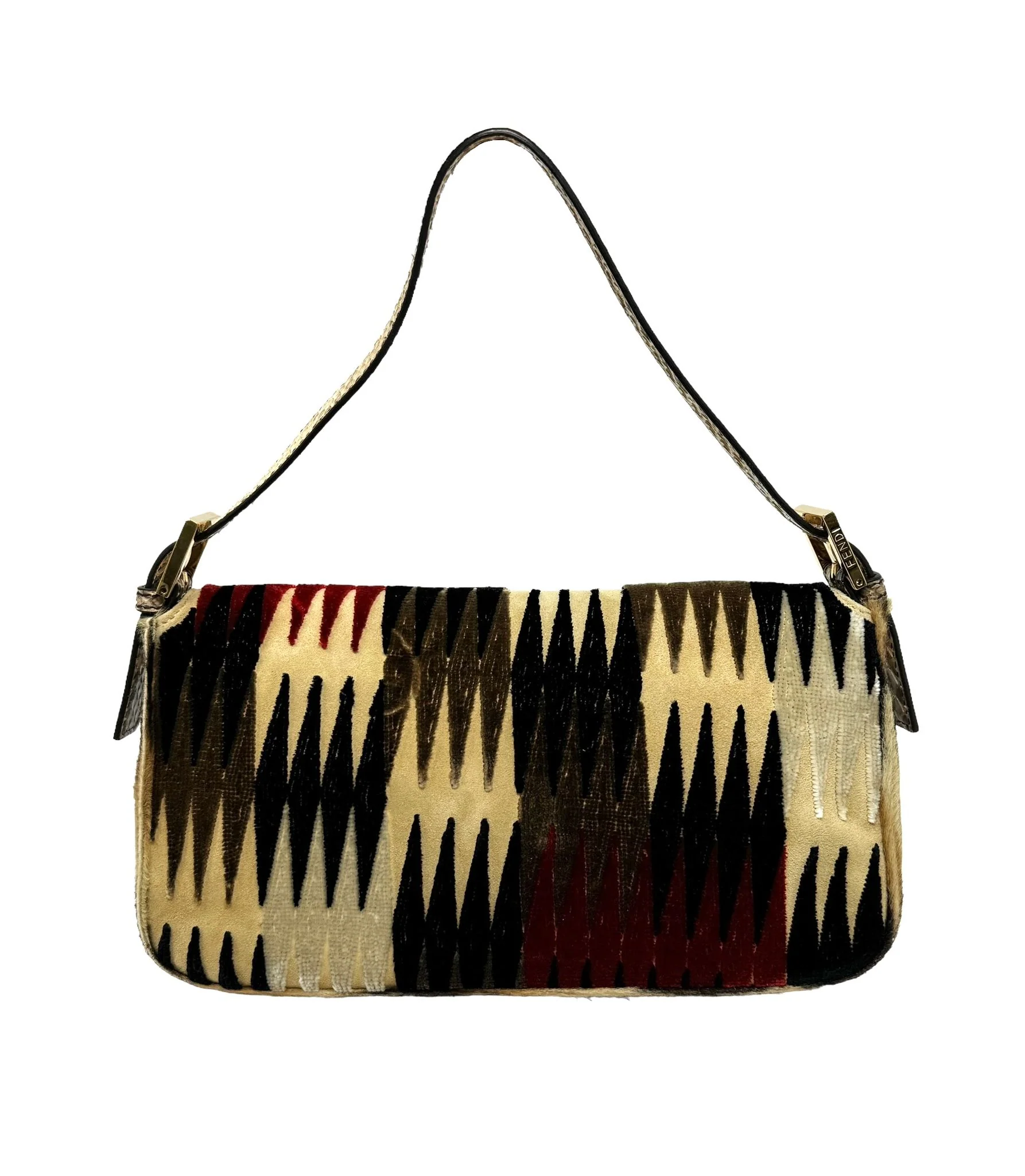 Fendi Brown Velvet Print Baguette - Image 2