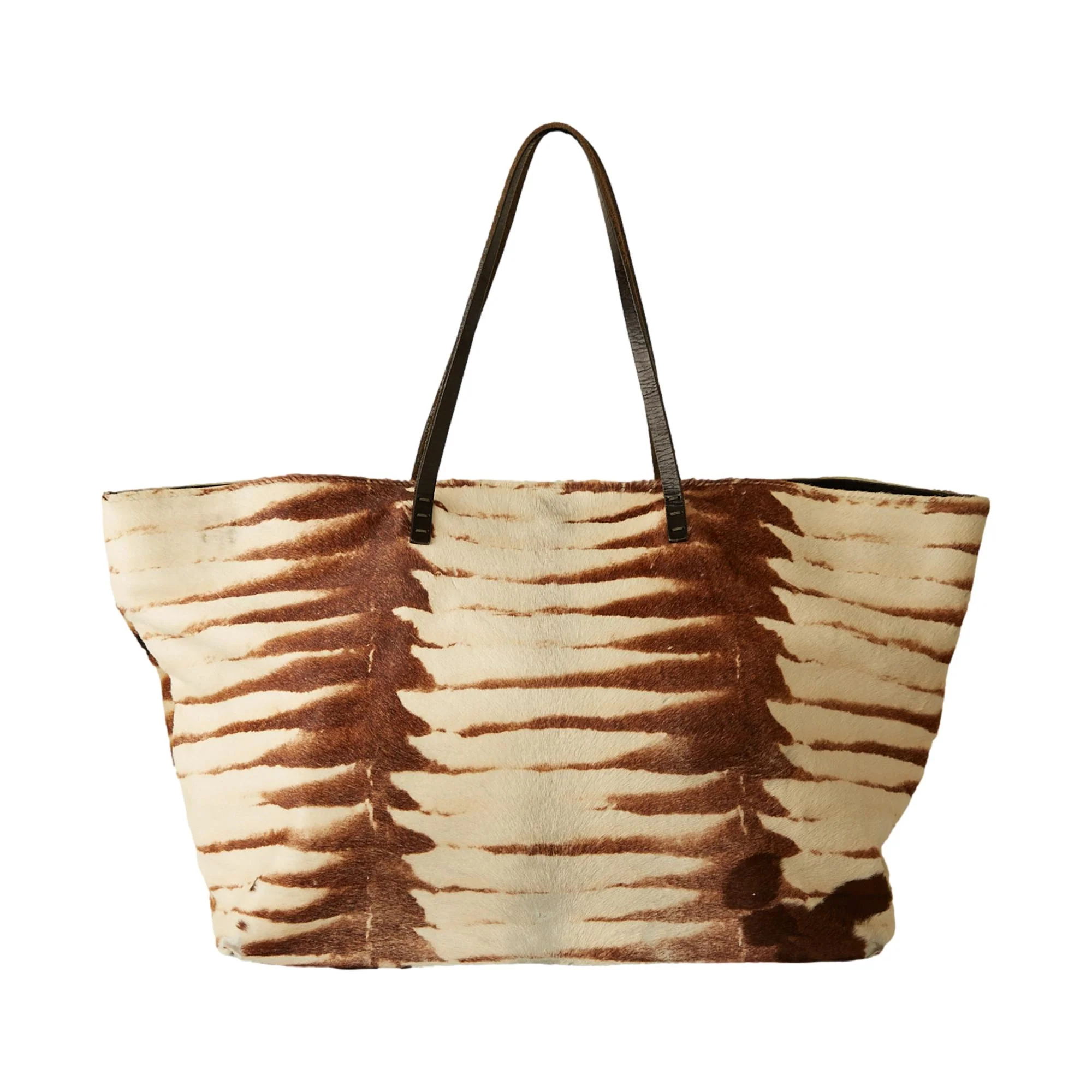 Fendi Brown + White Zebra Tote Bag