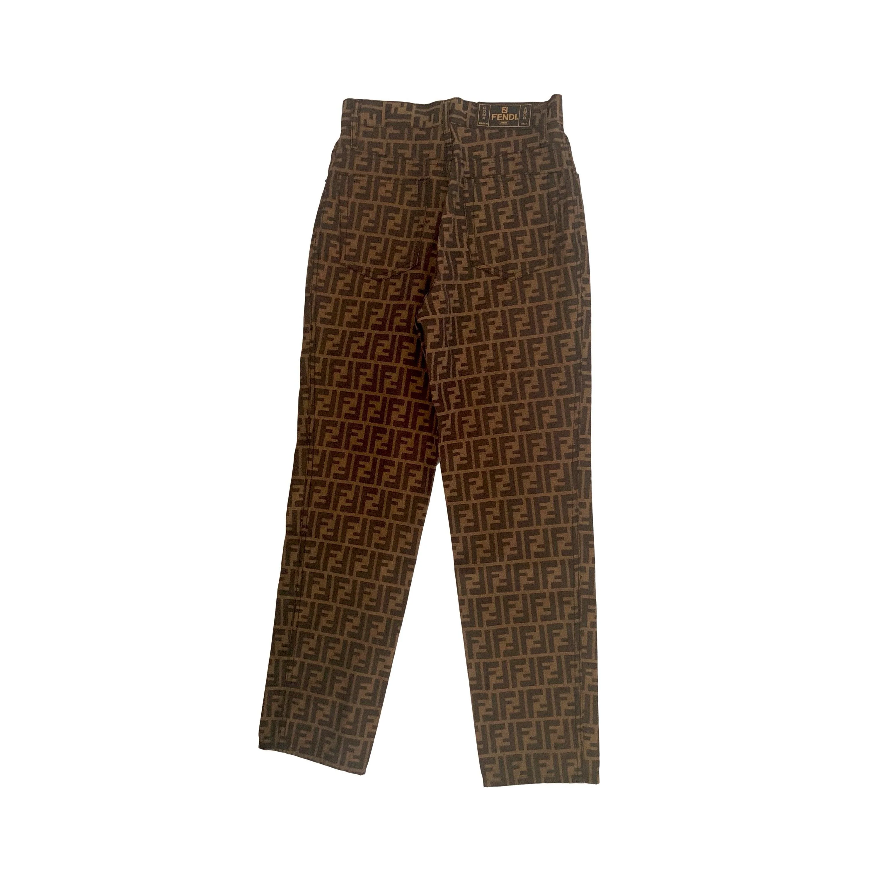Fendi Brown Zucca Classic Logo Pants - Image 2