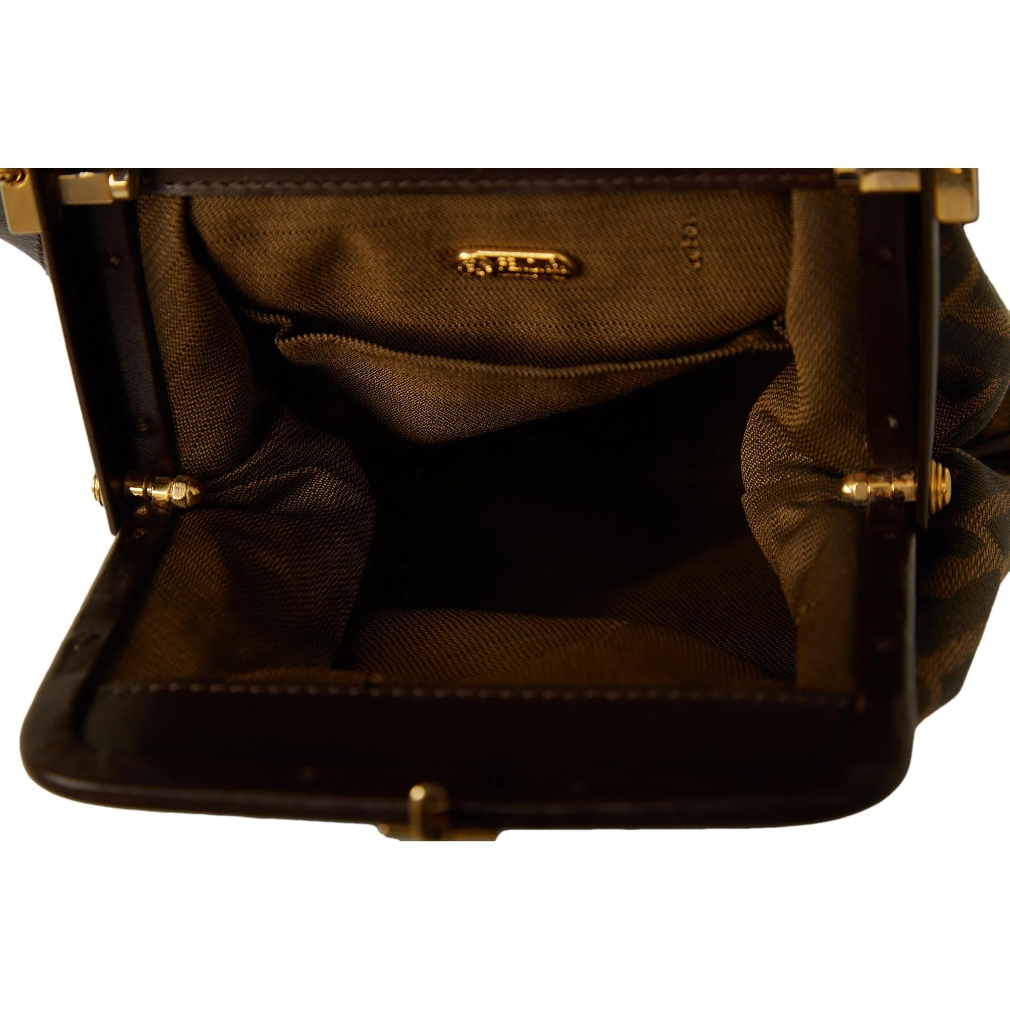 Fendi Brown Zucca Kisslock Bag - Image 4