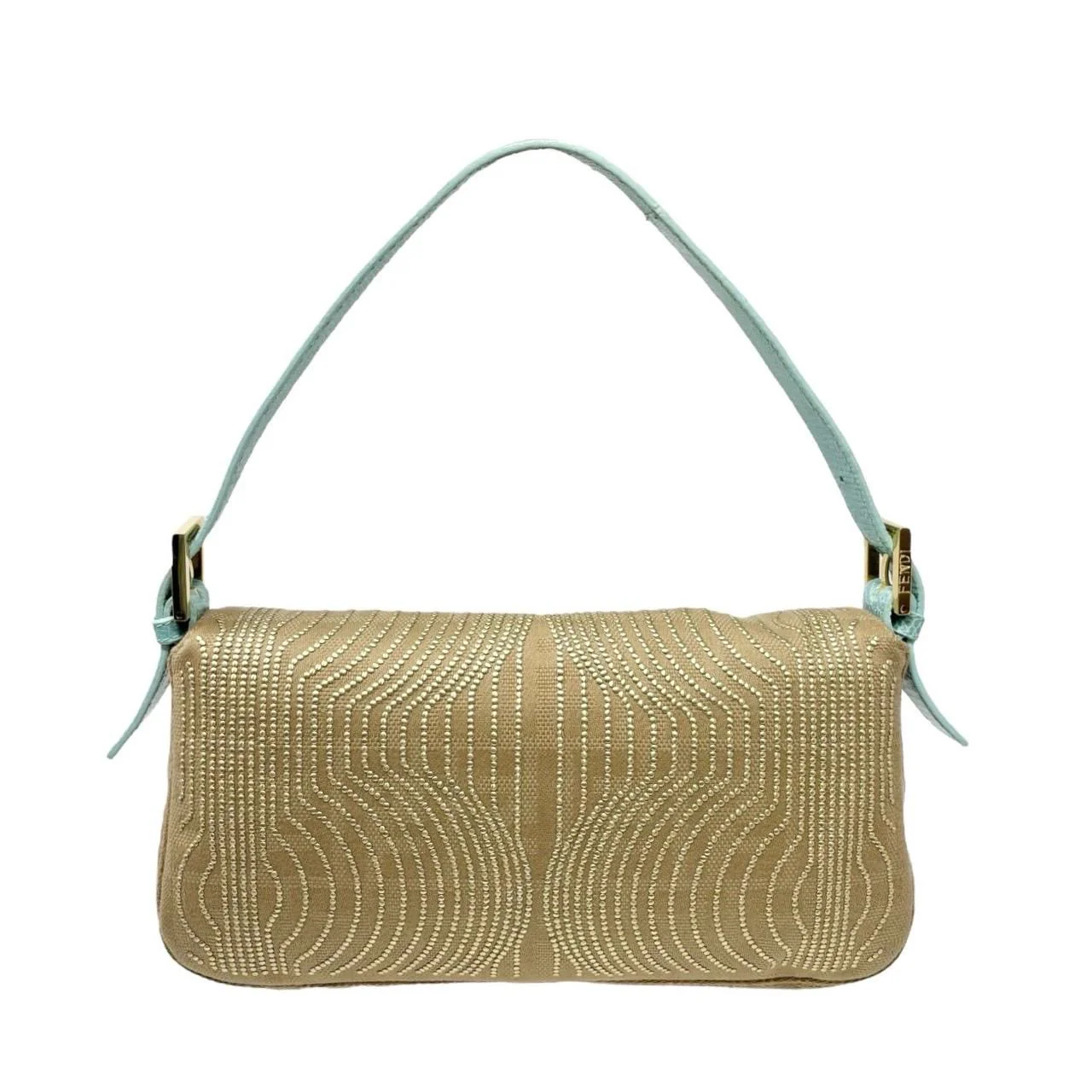 Fendi Canvas Studded Beaded Spider Baguette Bag - Image 2