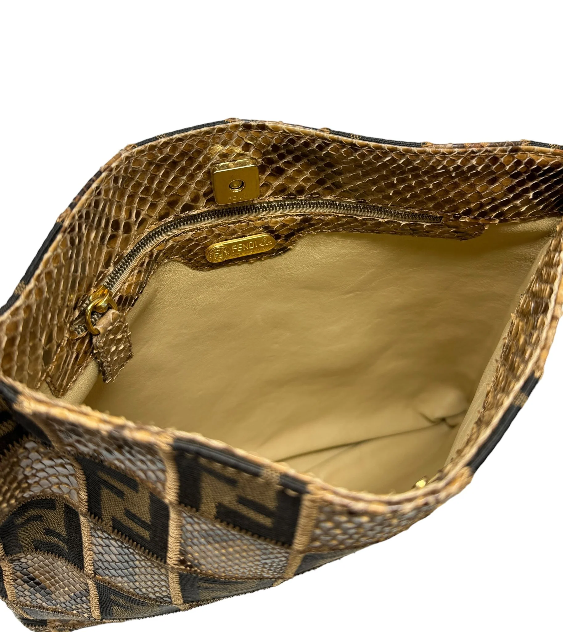 Fendi Checkered Logo Snakeskin Shoulder Bag - Image 3