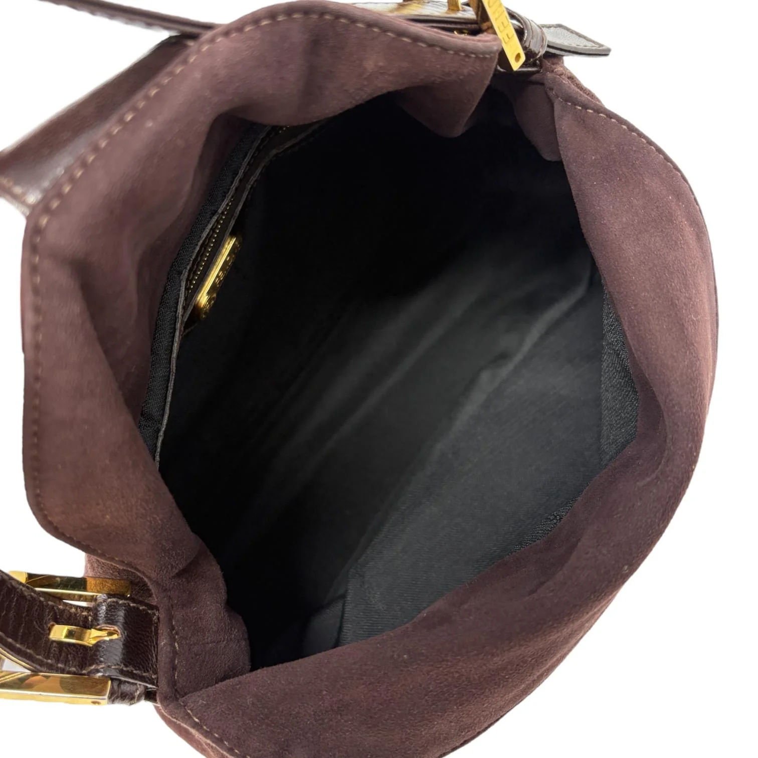 Fendi Chocolate Suede Shoulder Bag - Image 3