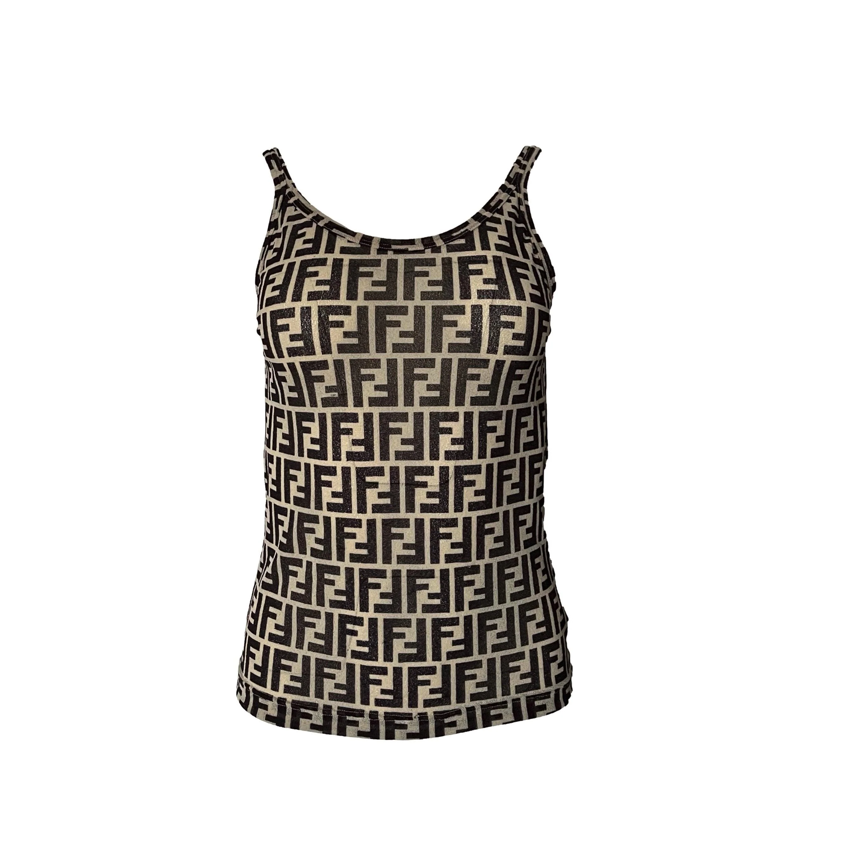 Fendi Cream Monogram Slinky Tank