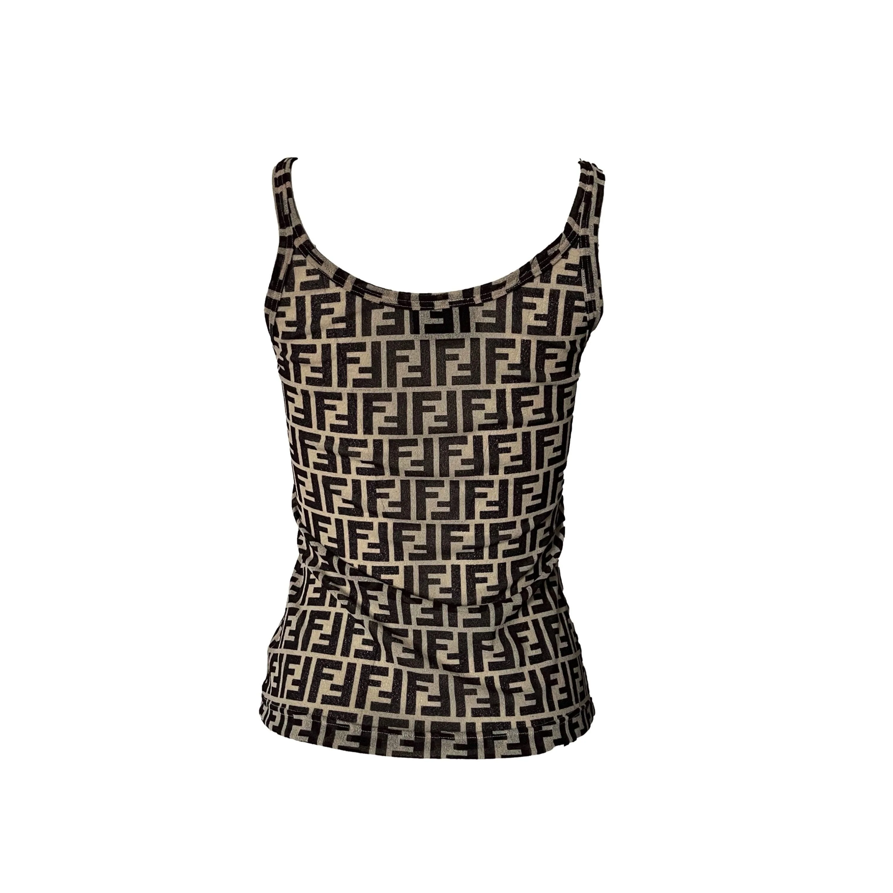 Fendi Cream Monogram Slinky Tank - Image 2