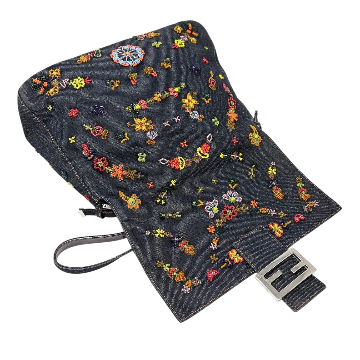 Fendi Denim Beaded Mamma Baguette - Image 3