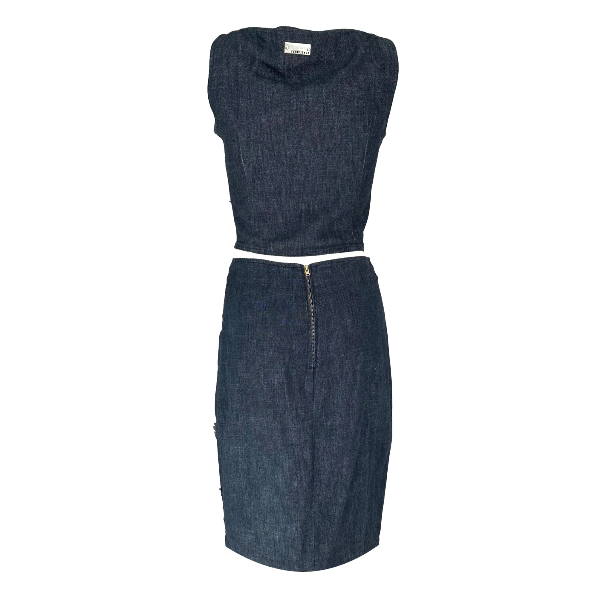 Fendi Denim Floral Applique Skirt Set - Image 2