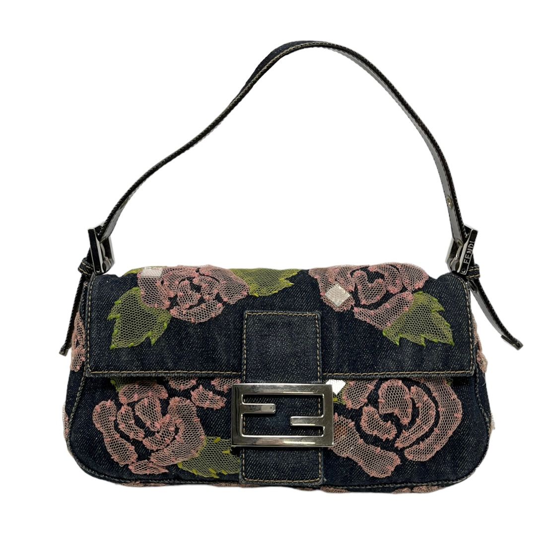 Fendi Denim Floral Baguette