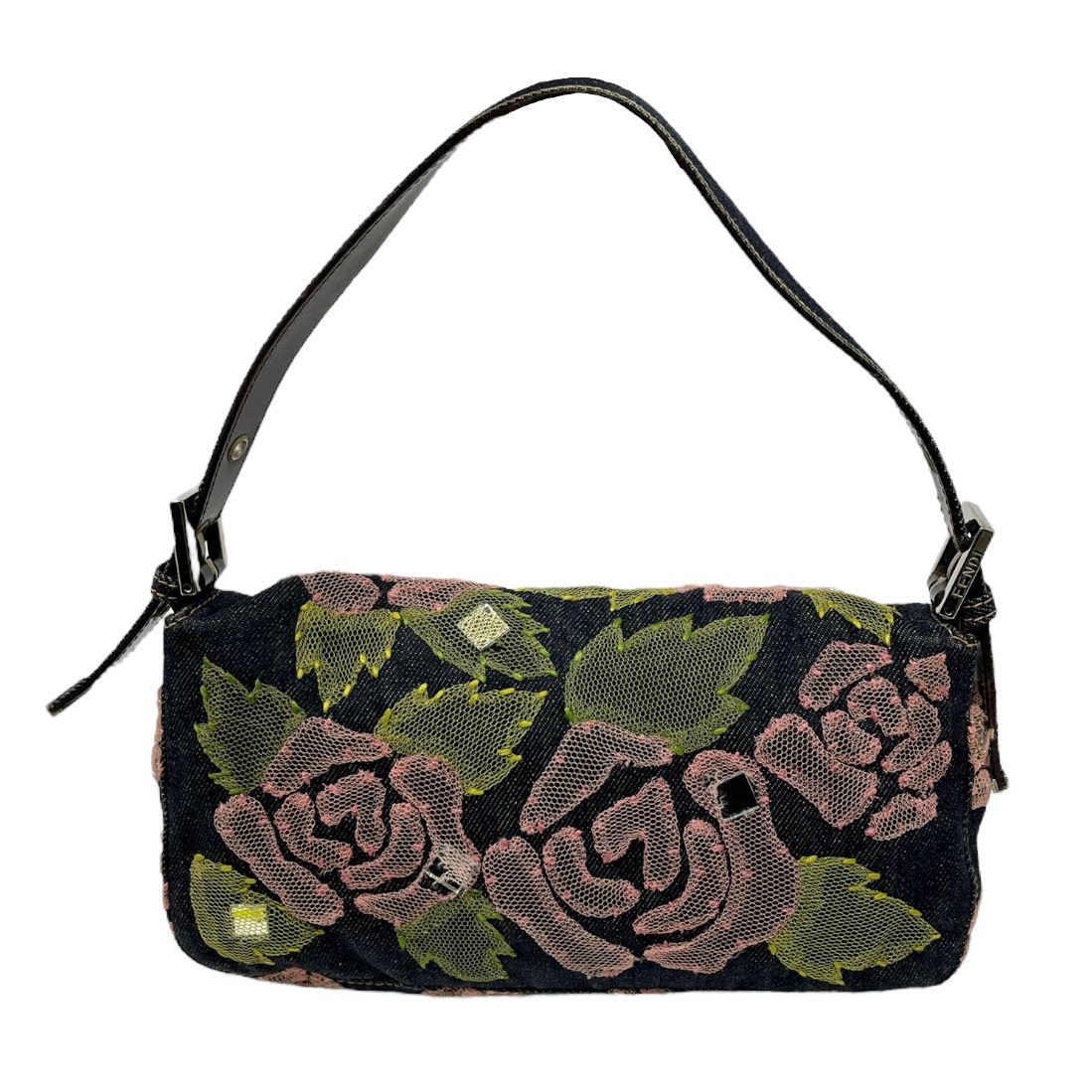 Fendi Denim Floral Baguette - Image 2