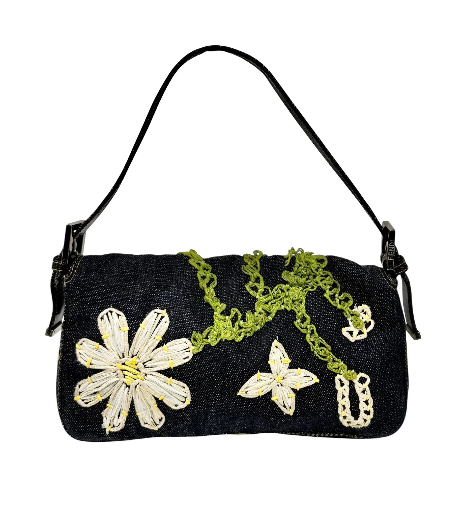 Fendi Denim Floral Baguette - Image 2