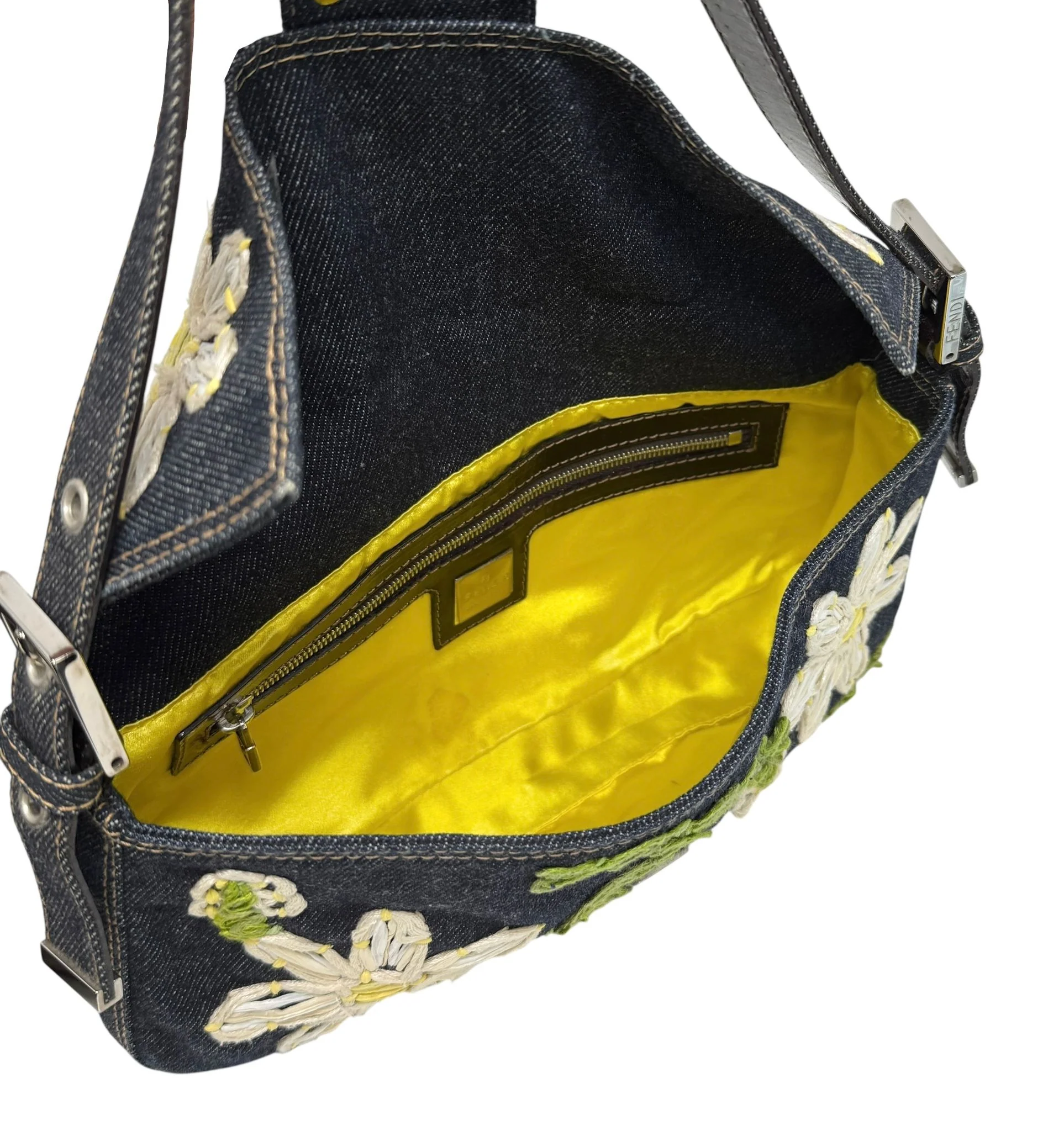 Fendi Denim Floral Baguette - Image 3
