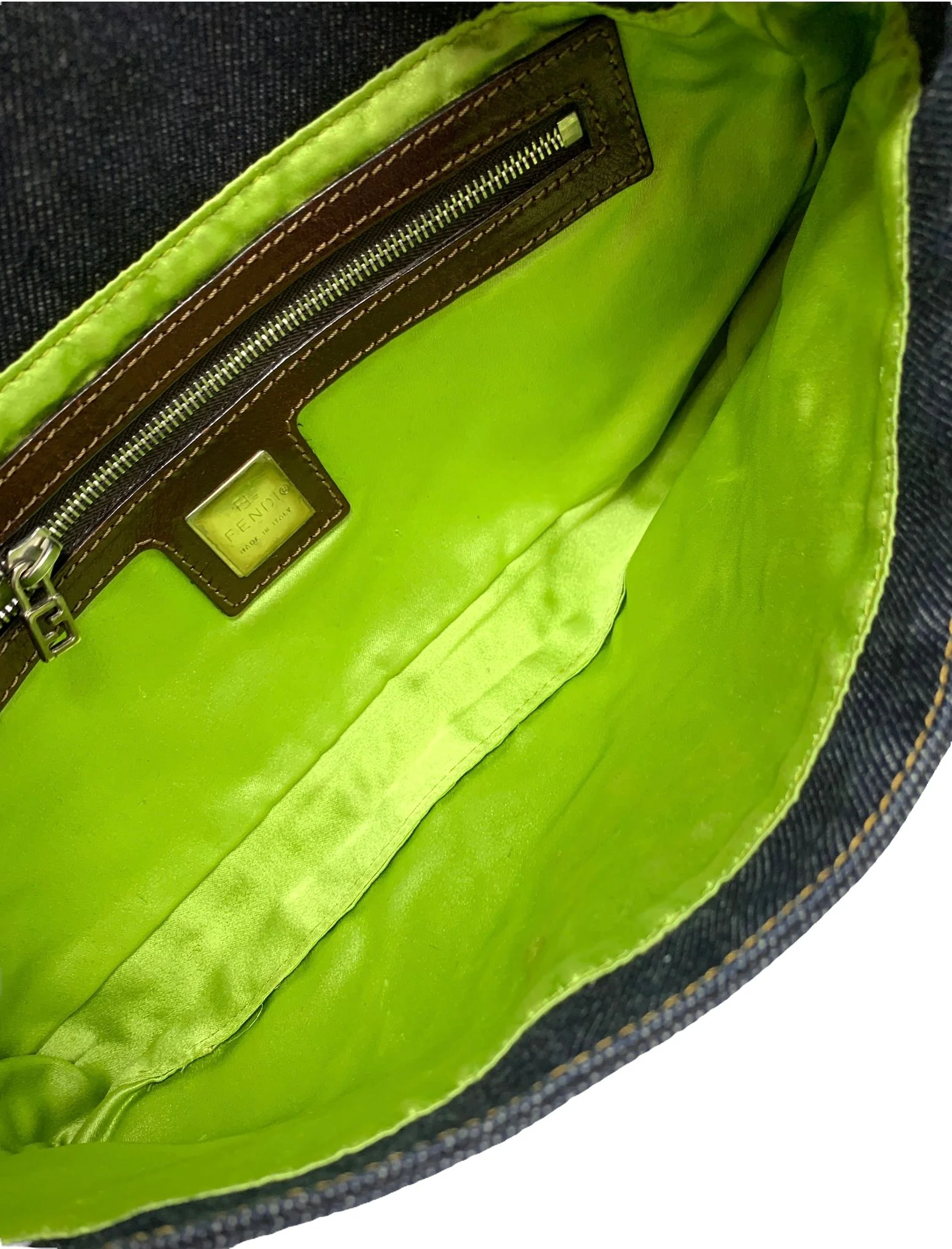 Fendi Denim Floral Baguette Bag - Image 3