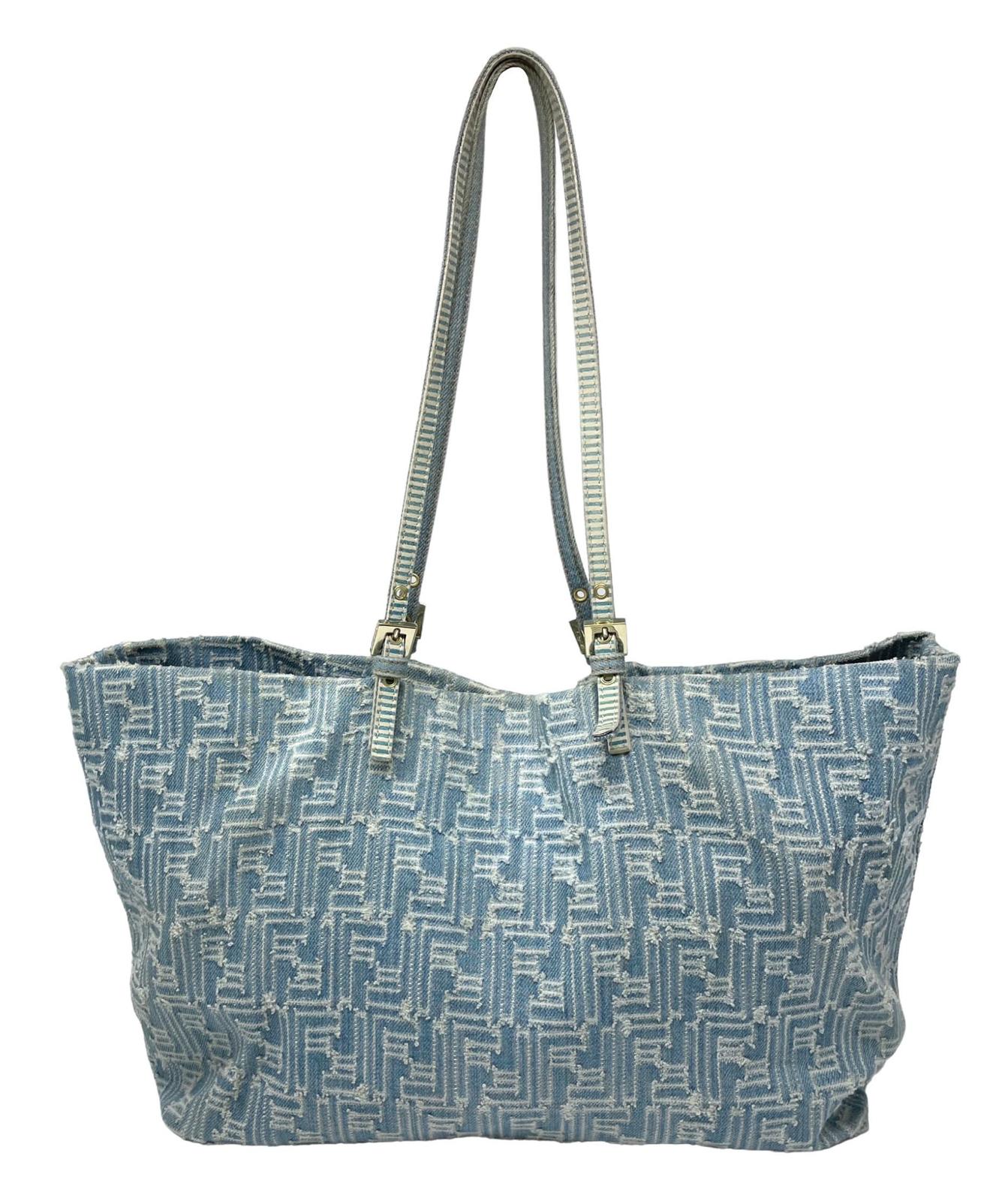 Fendi Denim Logo Large Tote Bag - Image 2