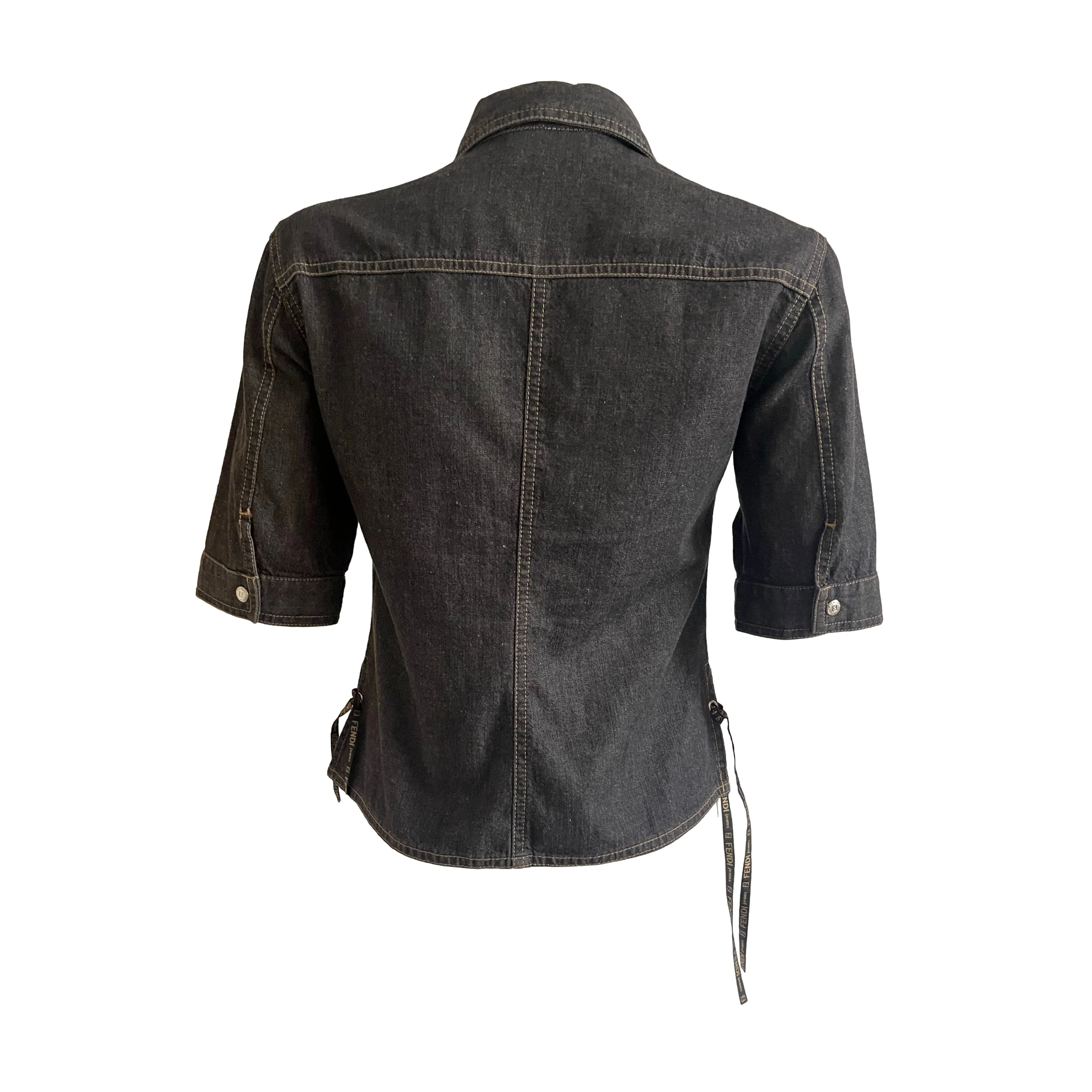 Fendi Denim Logo Tie Top - Image 2