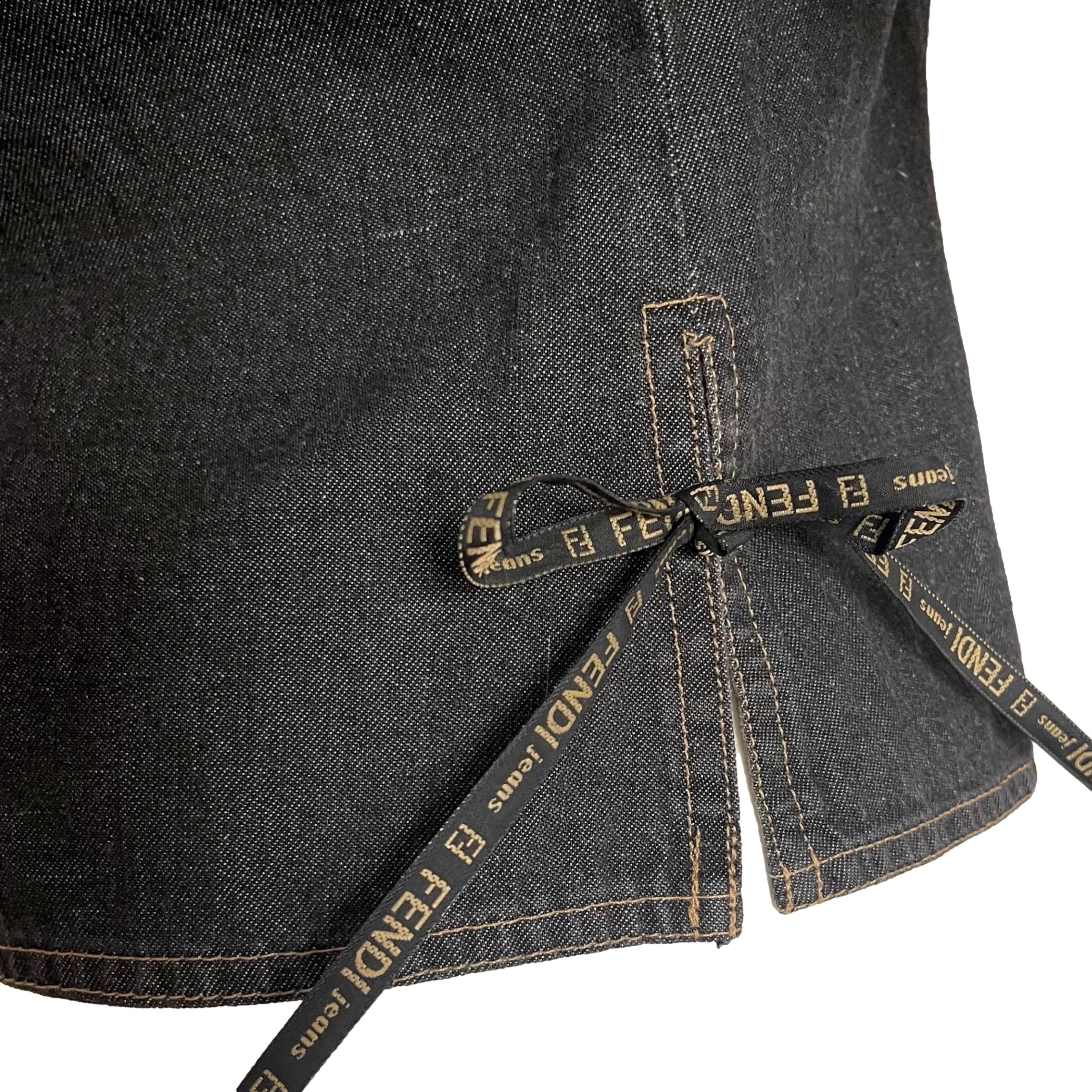 Fendi Denim Logo Tie Top - Image 3