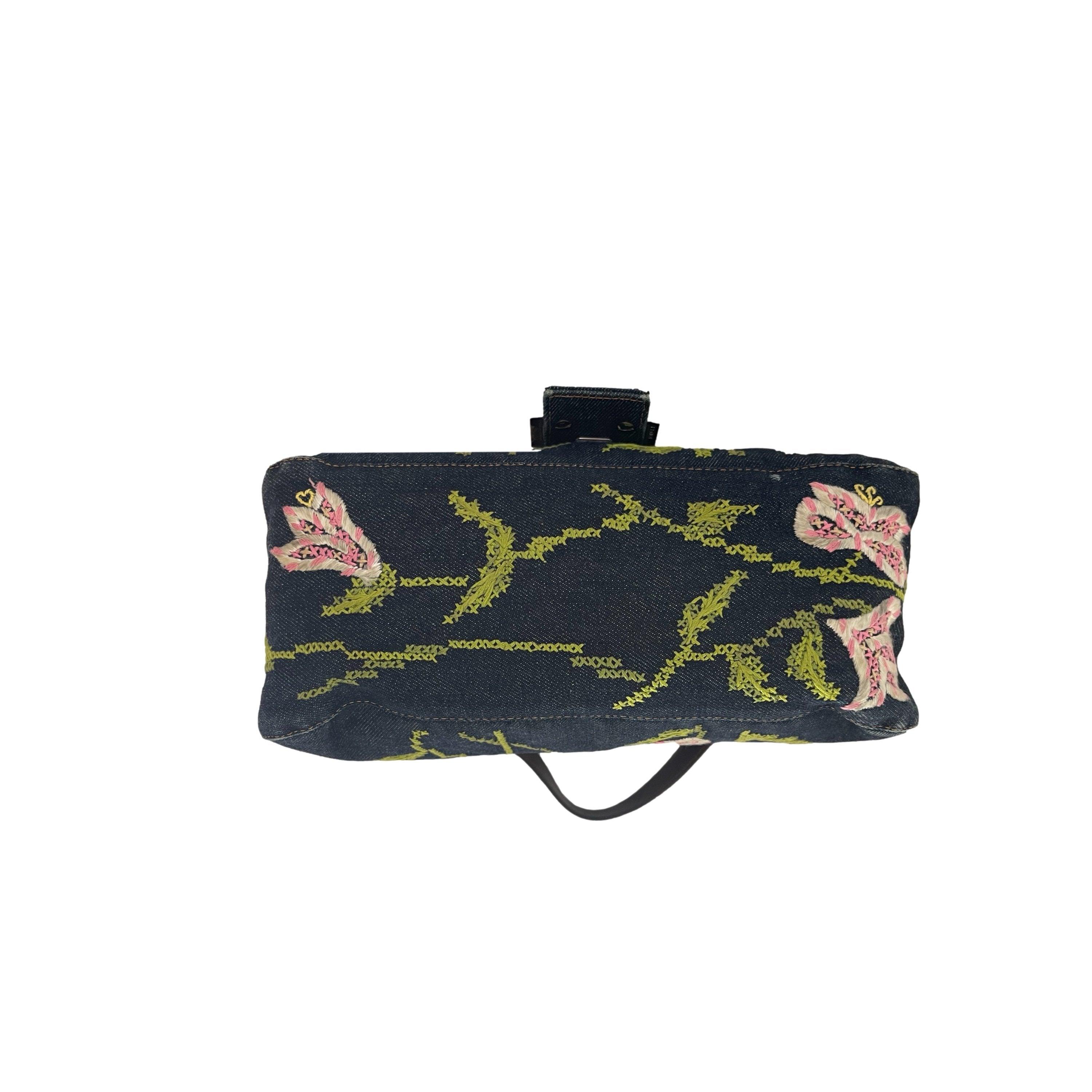 Fendi Floral Denim Shoulder Bag - Image 3