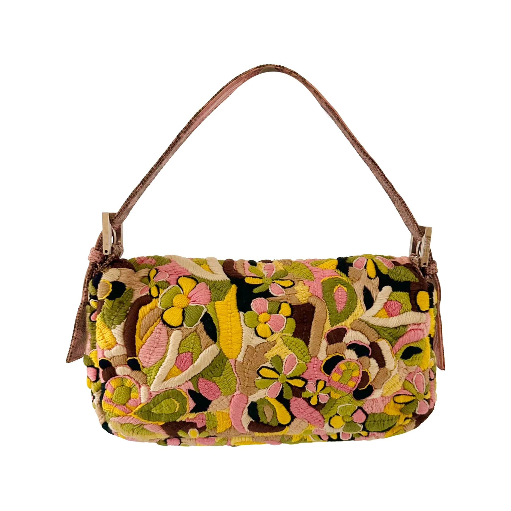 Fendi Floral Embroidered Baguette Bag - Image 2