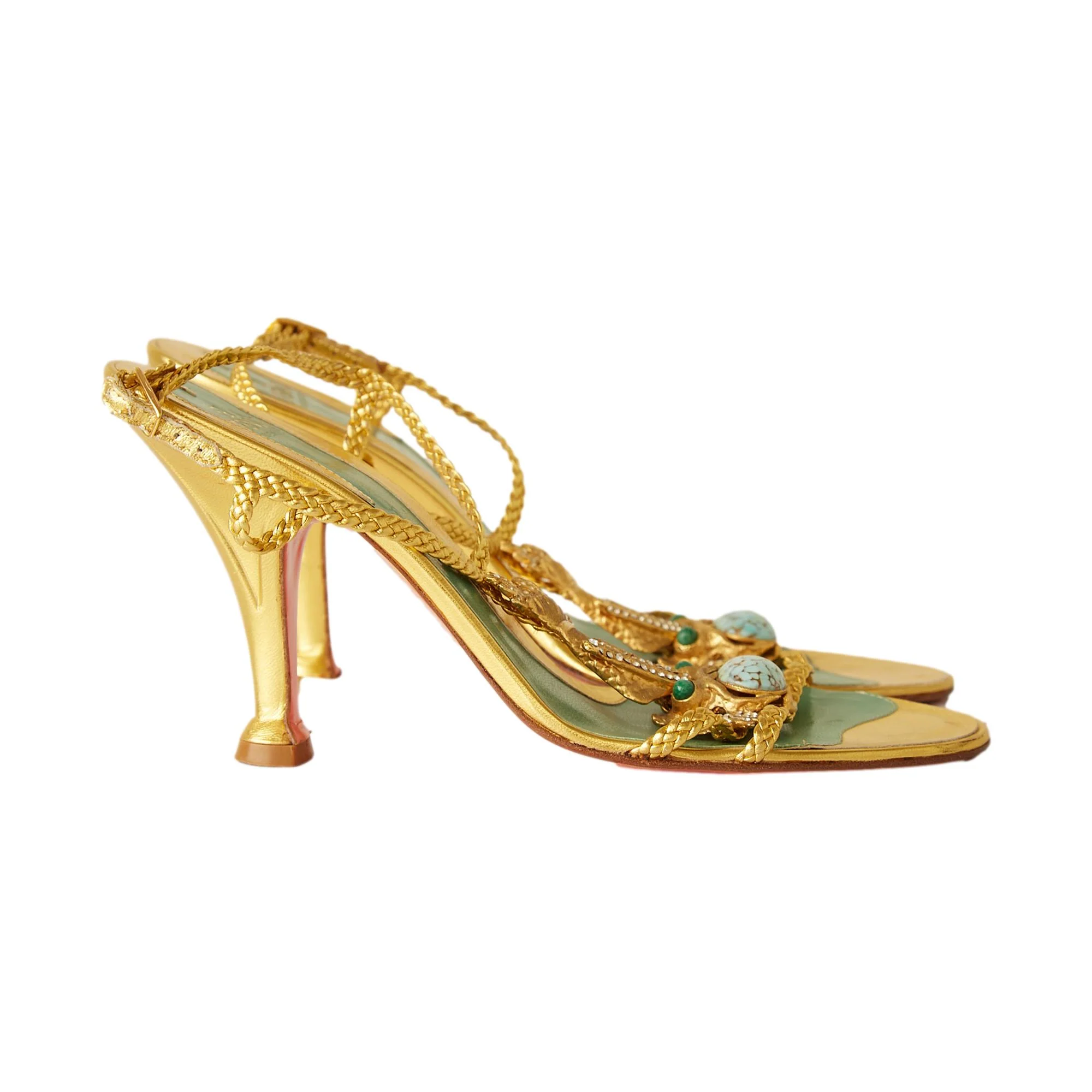 Fendi Gold Embellished Fish Heels - Image 2